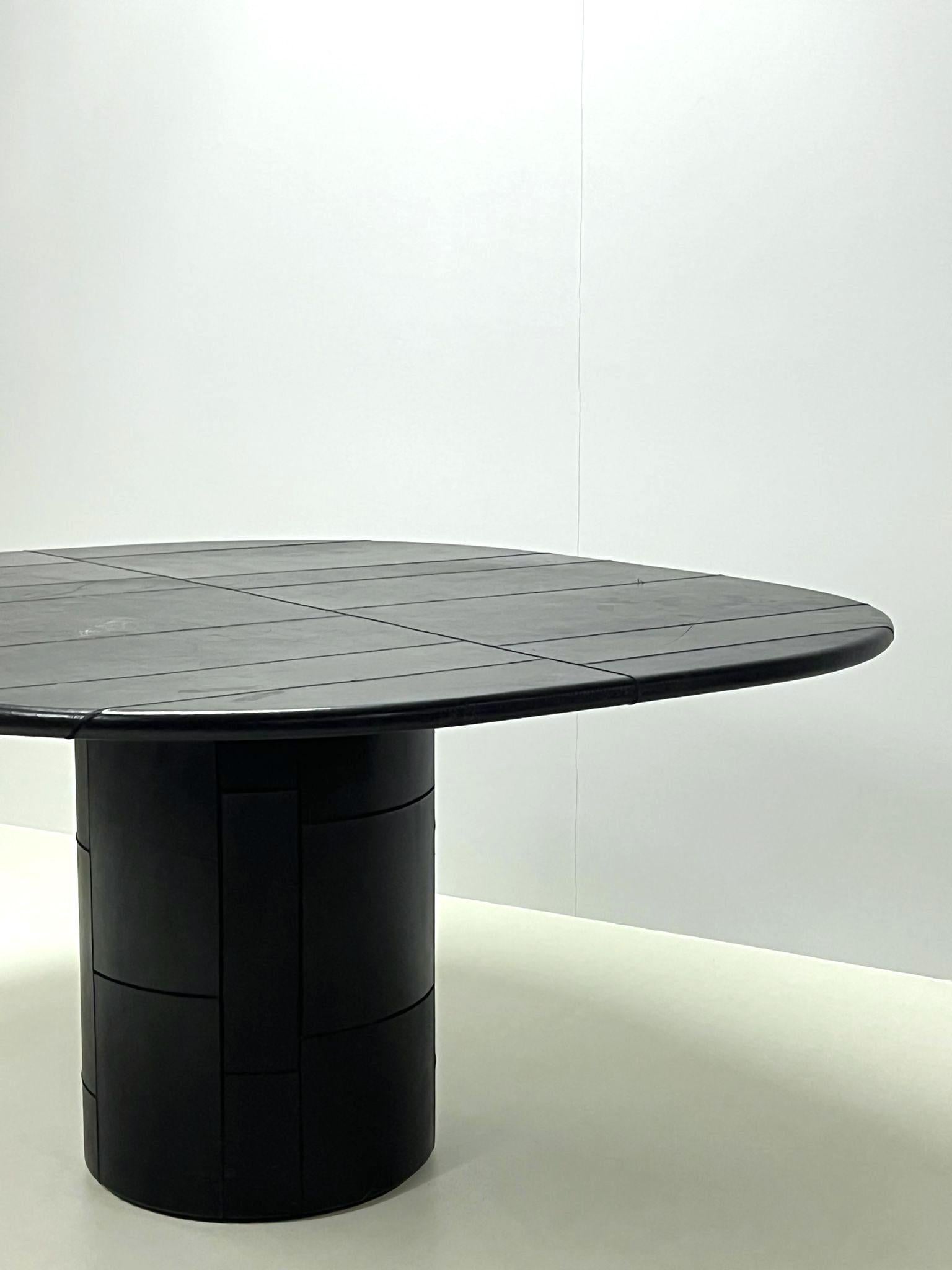 Metal 'Tobio' Full Leather Table by Afra and Tobia Scarpa for B&B Italia, 1974