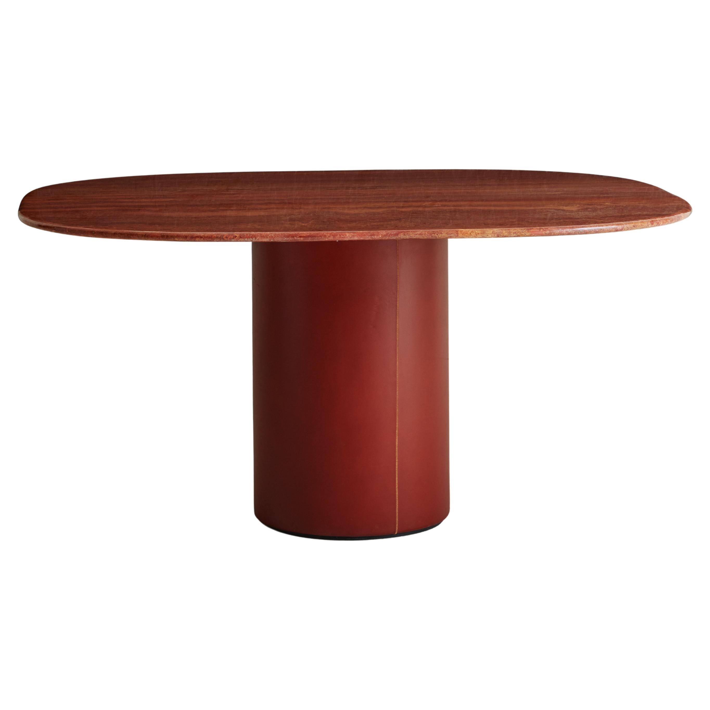 Table Tobio en cuir et travertin d'Afra et Tobia Scarpa pour B&B Italia, 1974