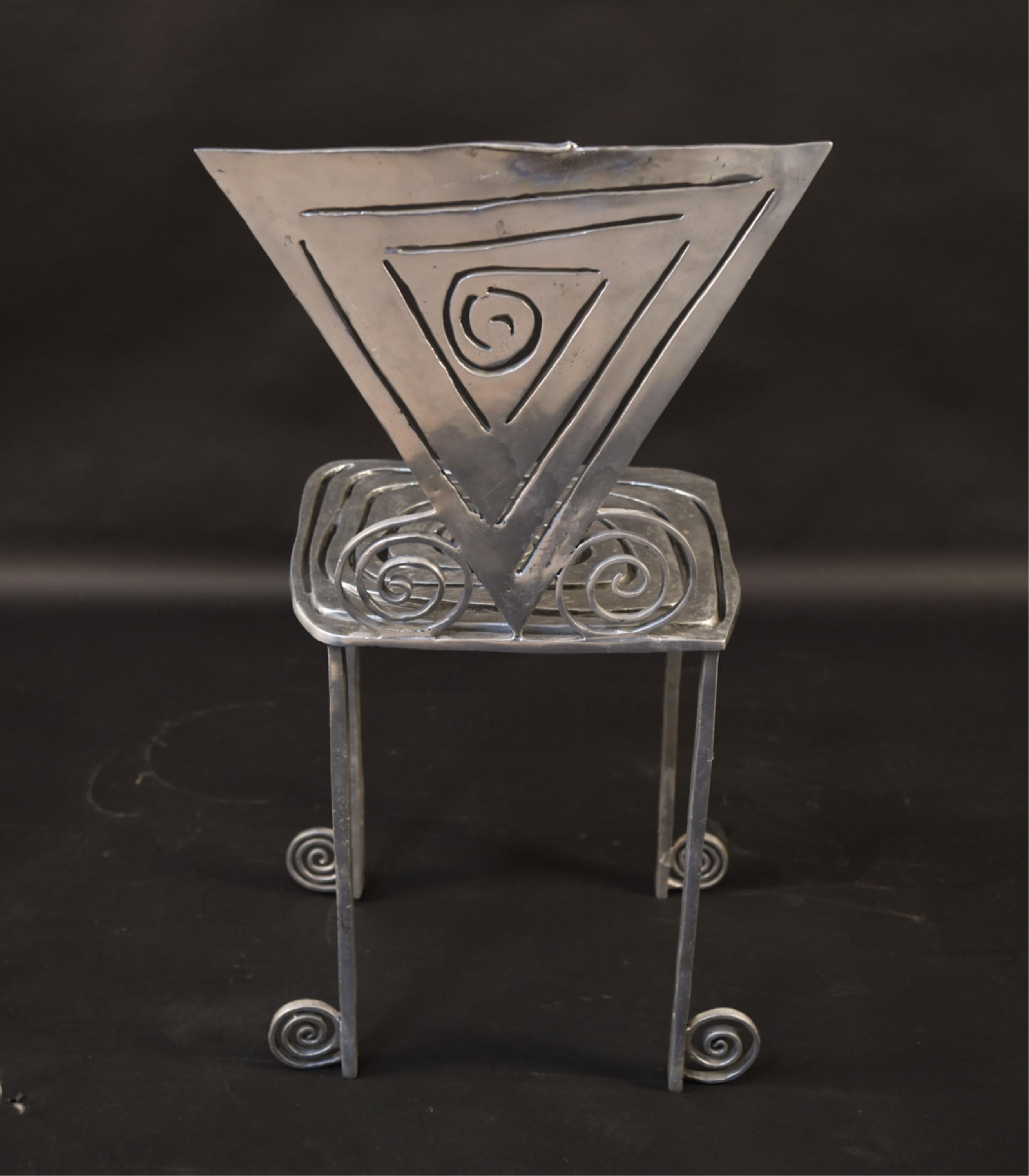 Toby Heller Sculptural Aluminum Side Chair For Sale 2