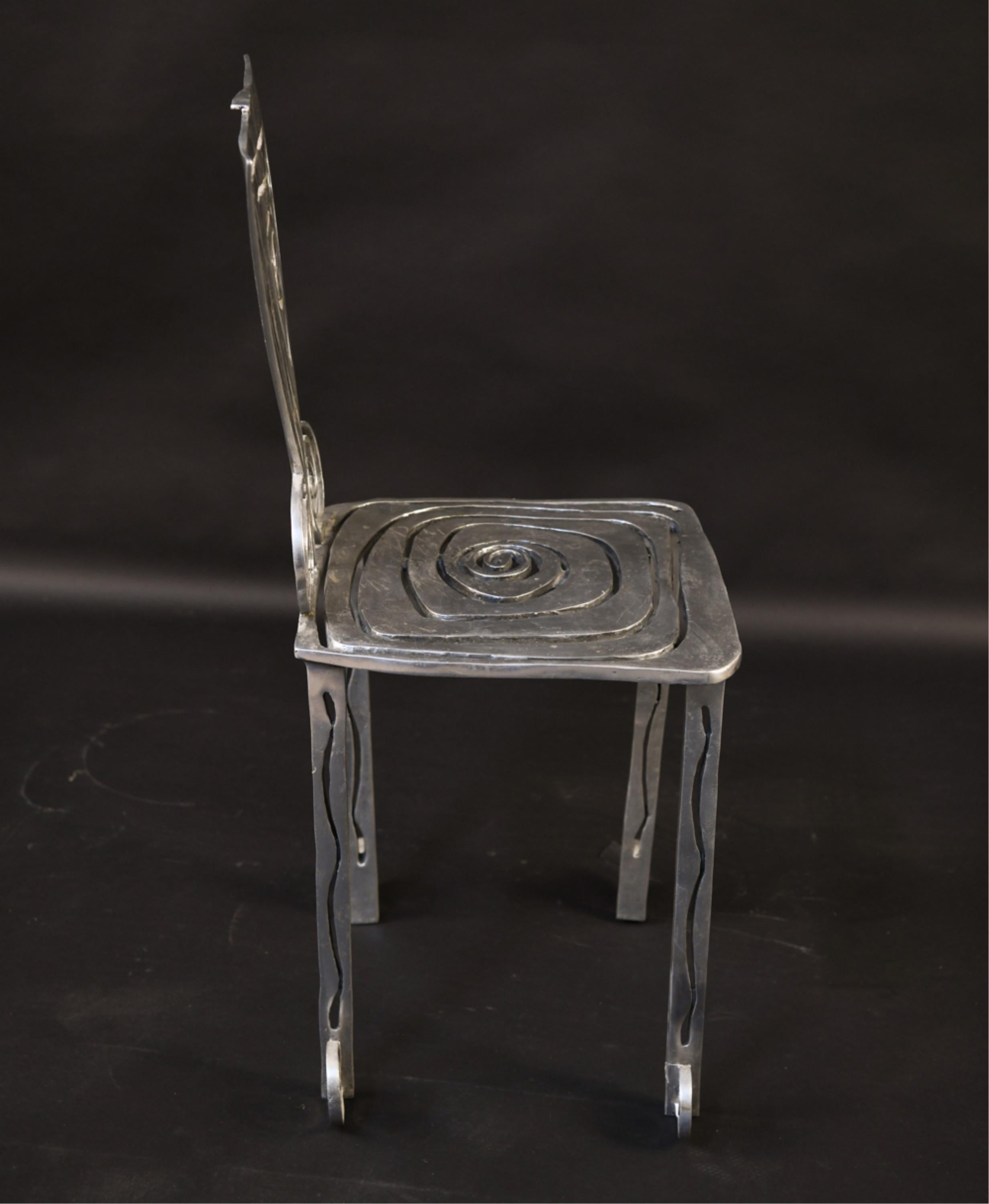 Toby Heller Sculptural Aluminum Side Chair For Sale 4