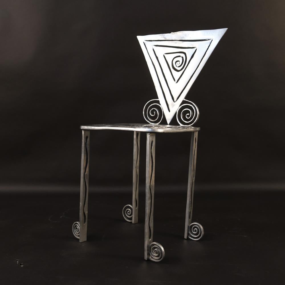 Toby Heller Sculptural Aluminum Side Chair In Good Condition For Sale In Norwalk, CT