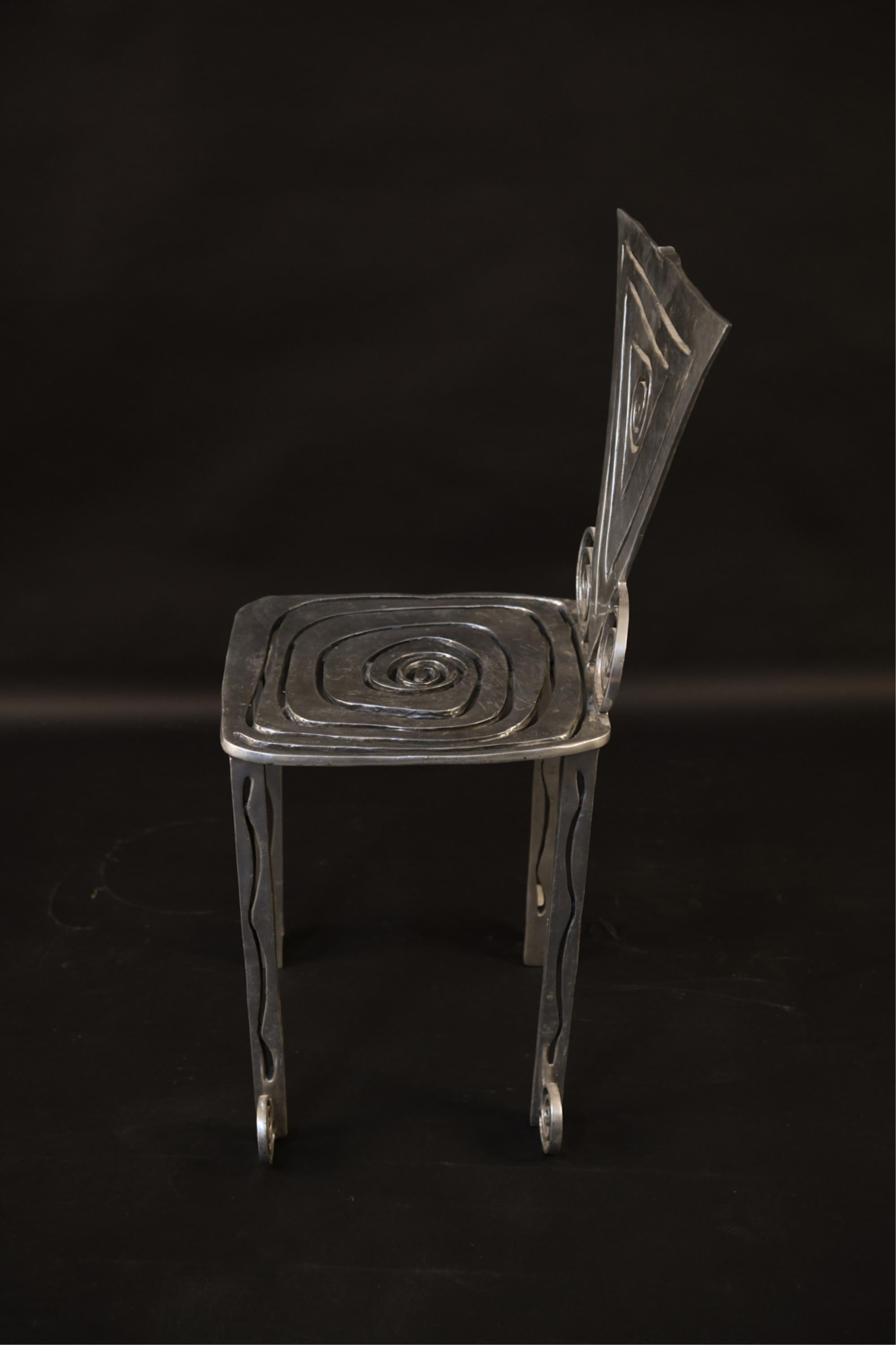 20th Century Toby Heller Sculptural Aluminum Side Chair For Sale