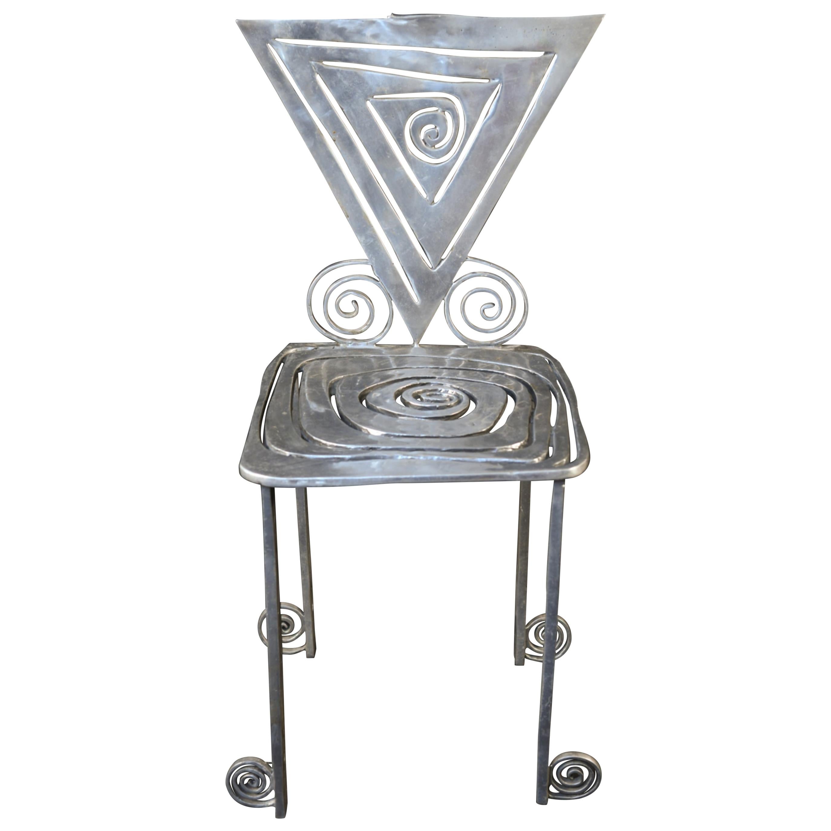 Toby Heller Sculptural Aluminum Side Chair For Sale