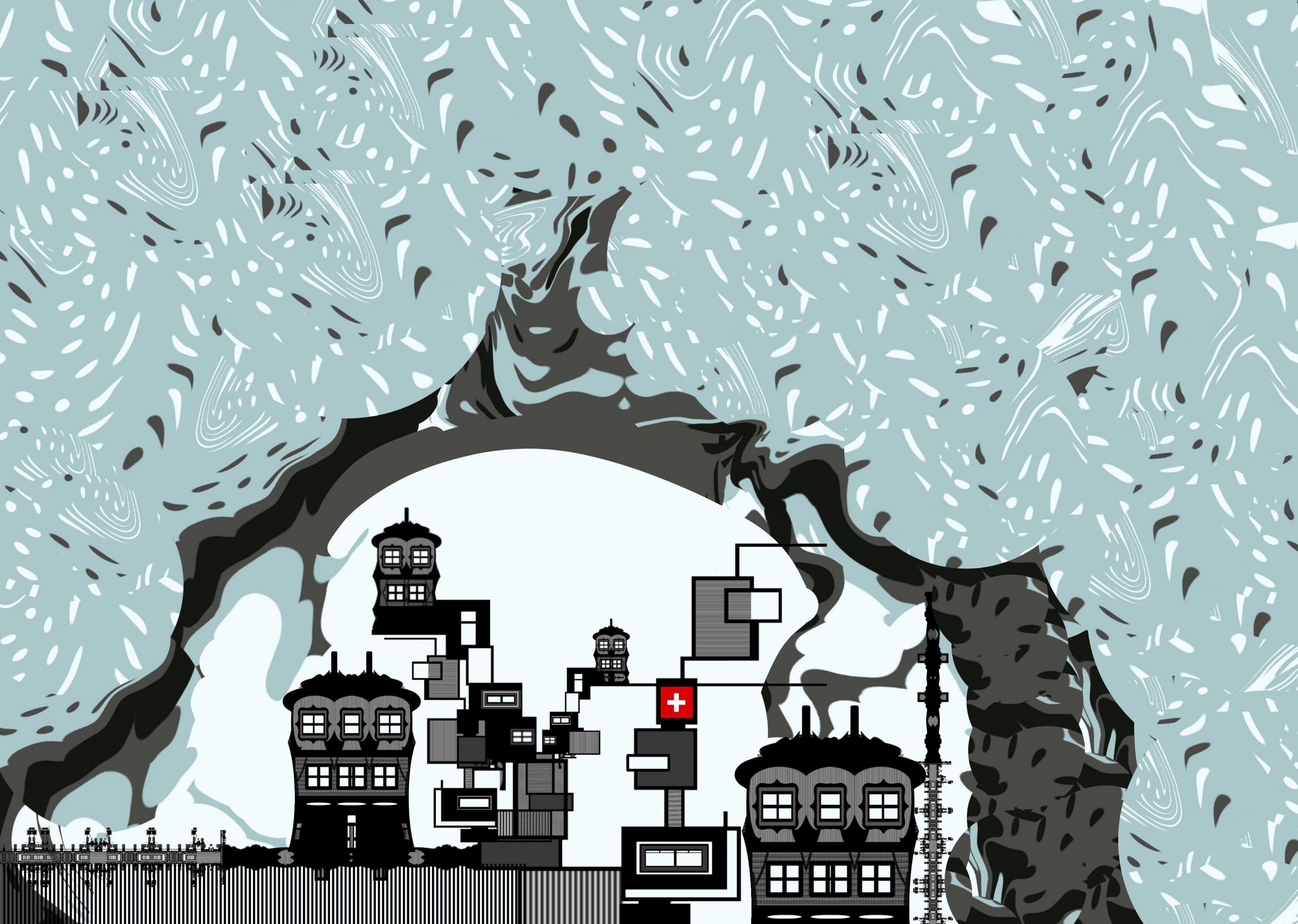 Toby Oggenfuss Abstract Print - Bomb Shelter, Digital on Other