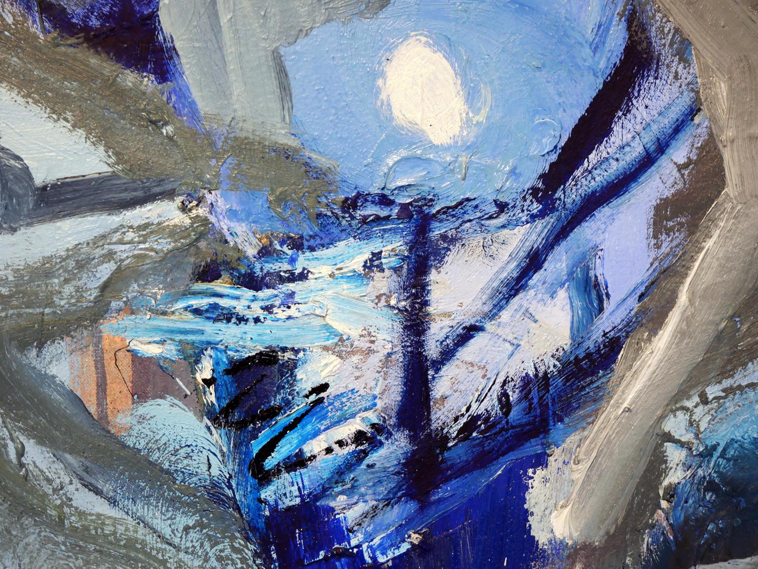 „Blauer Melt“ Zeitgenössisches blau getöntes Gemälde des abstrakten Expressionismus im Angebot 8