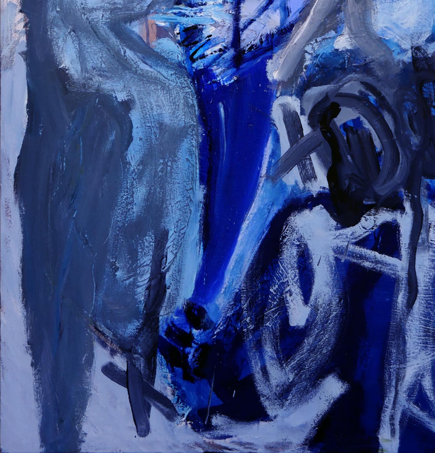 „Blauer Melt“ Zeitgenössisches blau getöntes Gemälde des abstrakten Expressionismus im Angebot 1