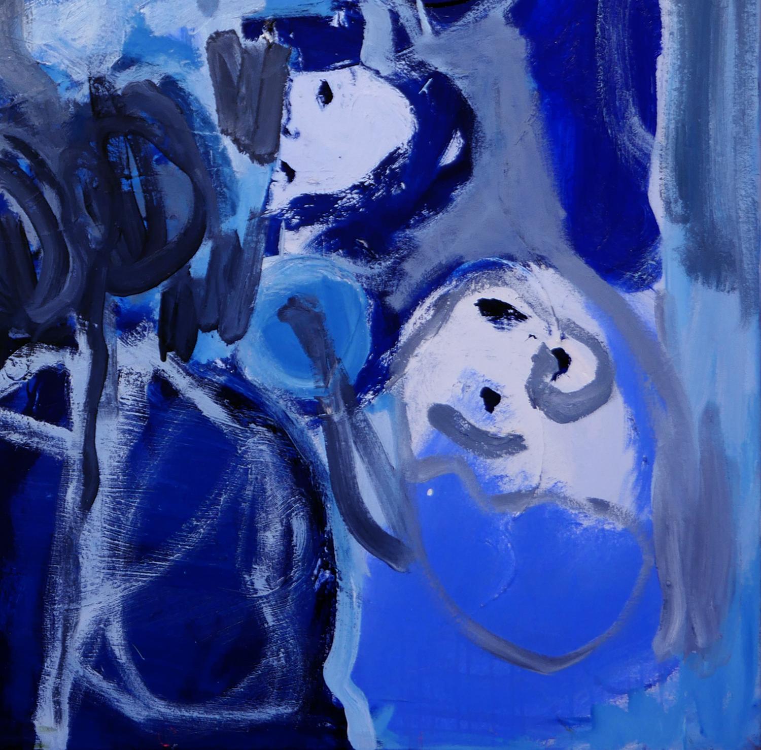 „Blauer Melt“ Zeitgenössisches blau getöntes Gemälde des abstrakten Expressionismus im Angebot 2