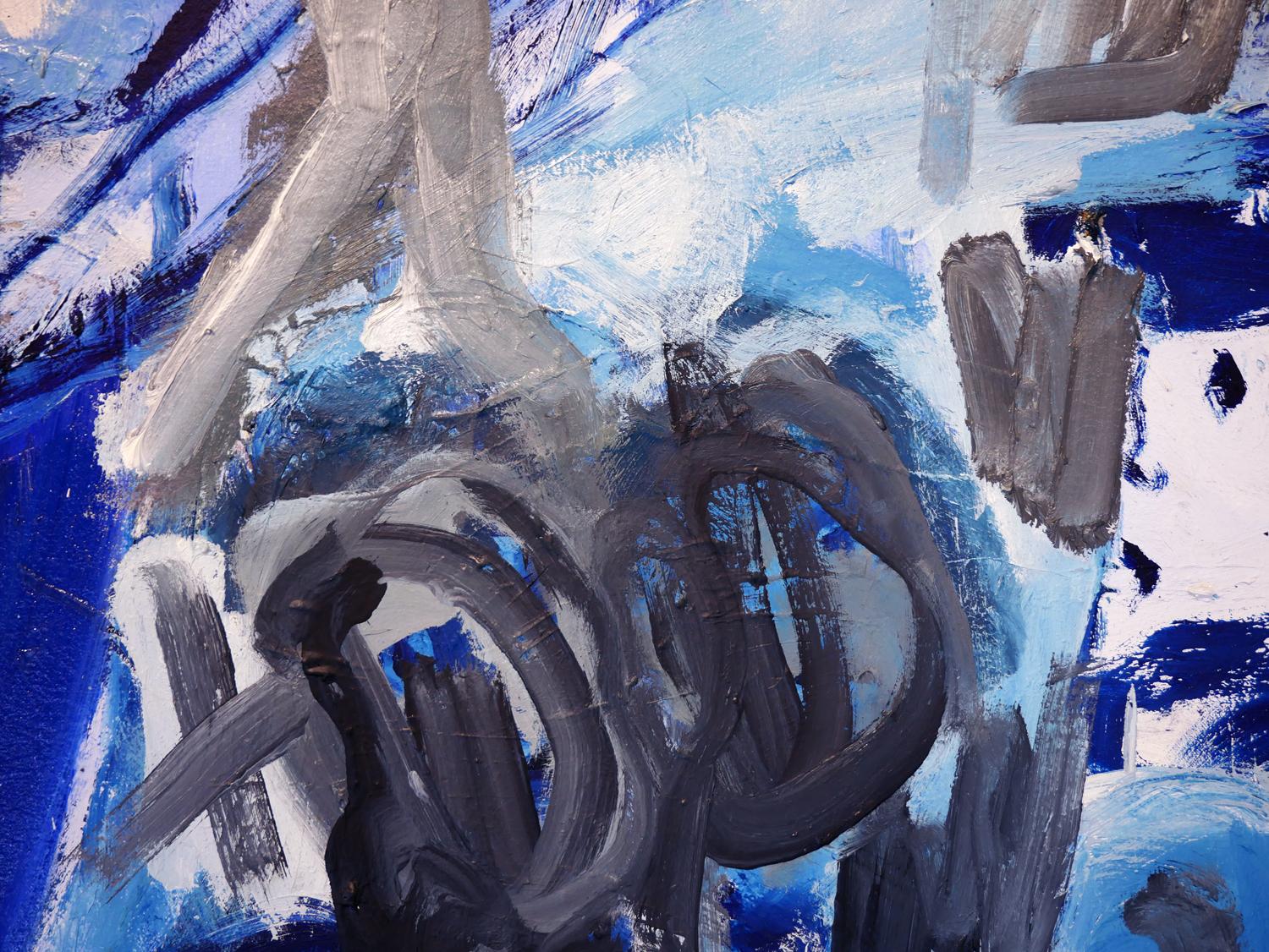 „Blauer Melt“ Zeitgenössisches blau getöntes Gemälde des abstrakten Expressionismus im Angebot 4