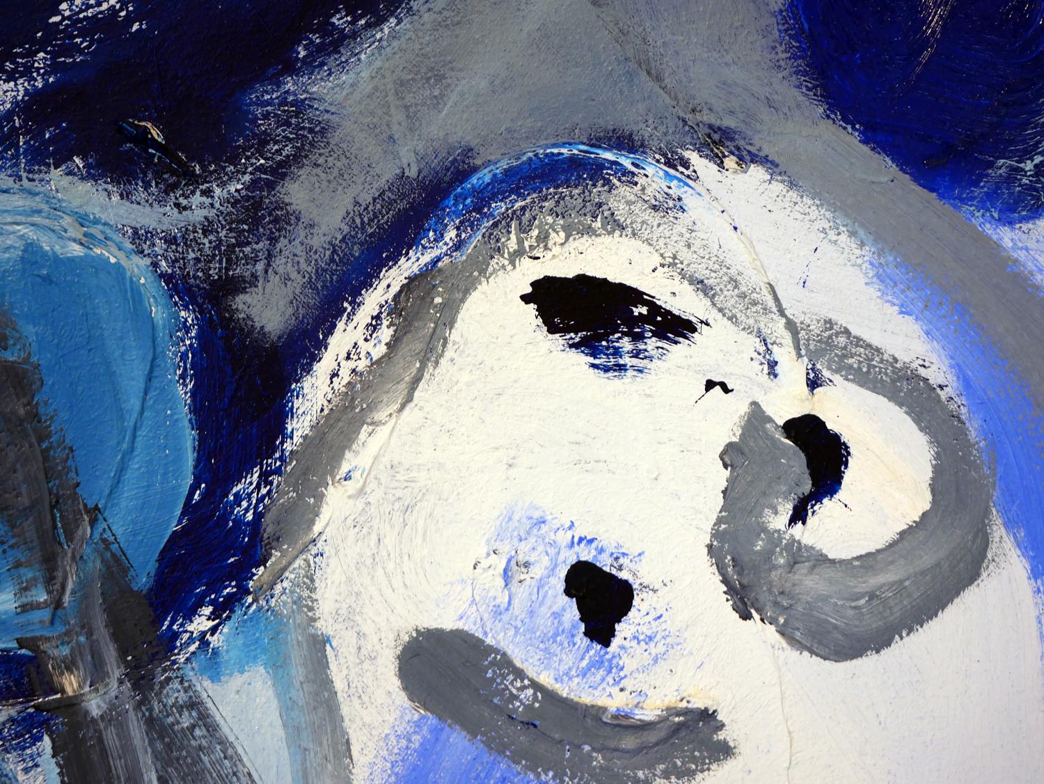 „Blauer Melt“ Zeitgenössisches blau getöntes Gemälde des abstrakten Expressionismus im Angebot 6