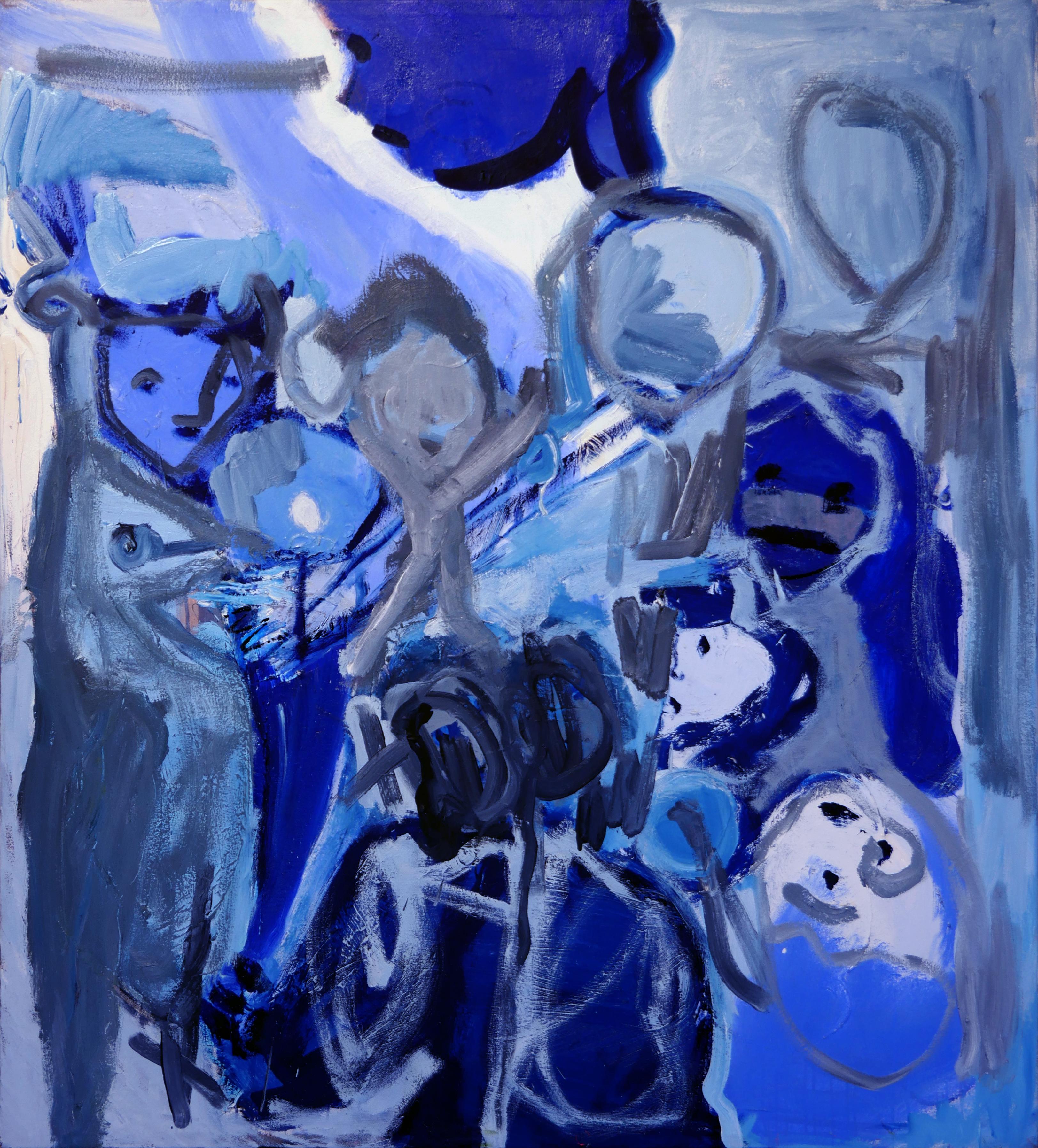 Tod Bailey Abstract Painting - "Blue Melt" Contemporary Abstract Expressionist Blue Toned Painting