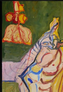 "Fish Camp Holiday" Contemporary Abstract Green and Blue Toned Painting