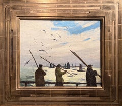 "The Weir Boat Crew "Tod Lindenmuth, Atmospheric Harbor, Provincetown Artist