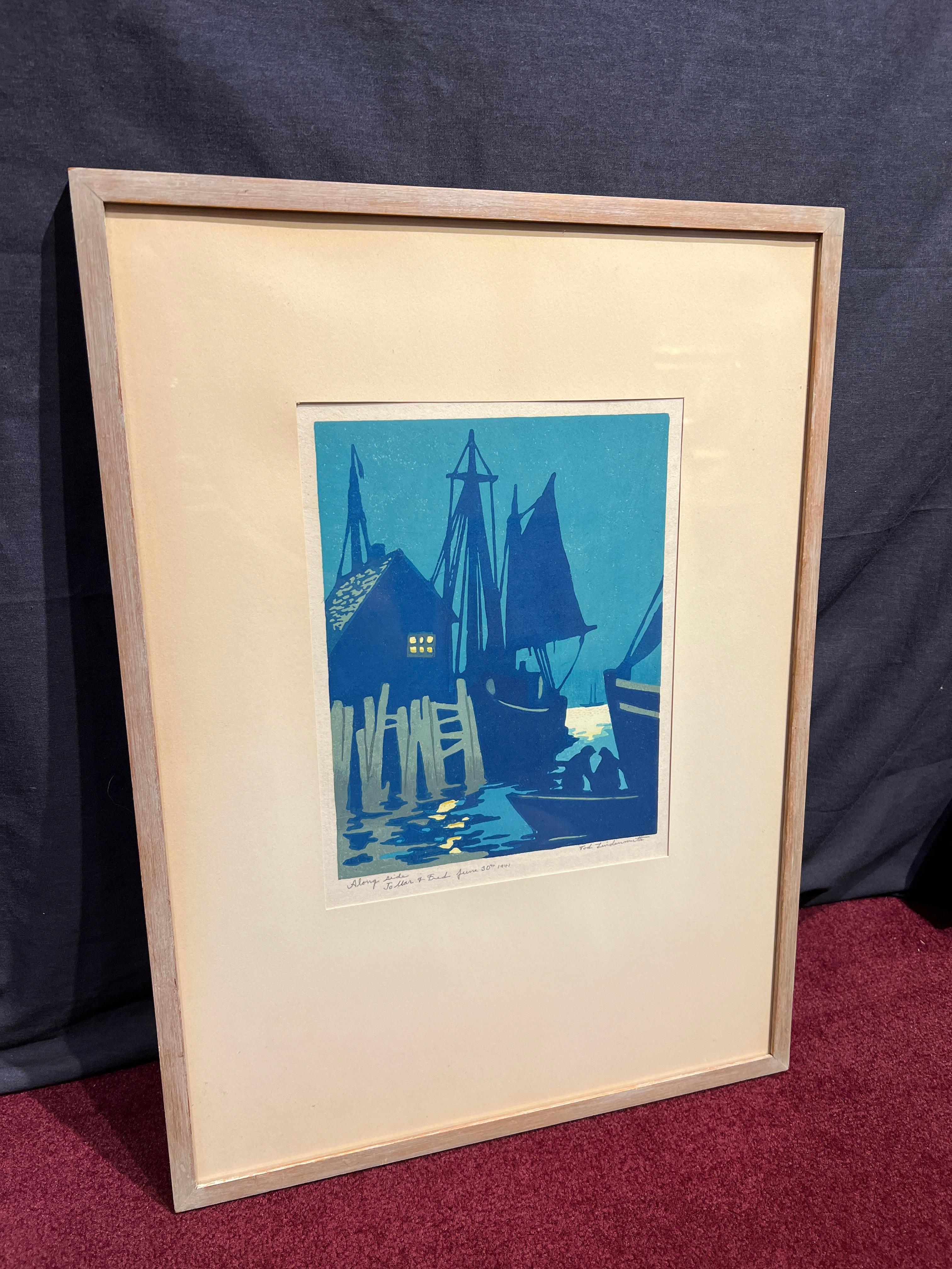 Alongside - Blue Figurative Print by Tod Lindenmuth