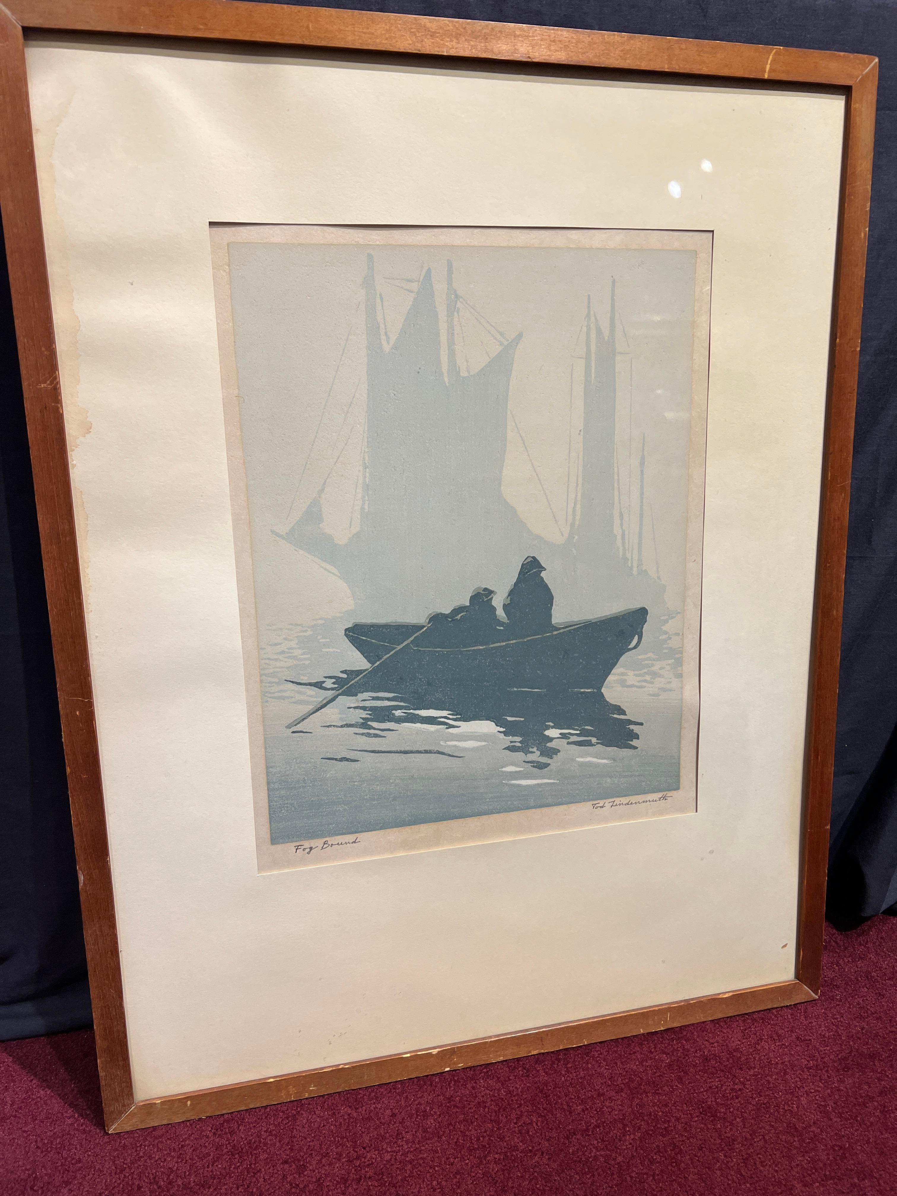 Fog Bound - Gray Figurative Print by Tod Lindenmuth
