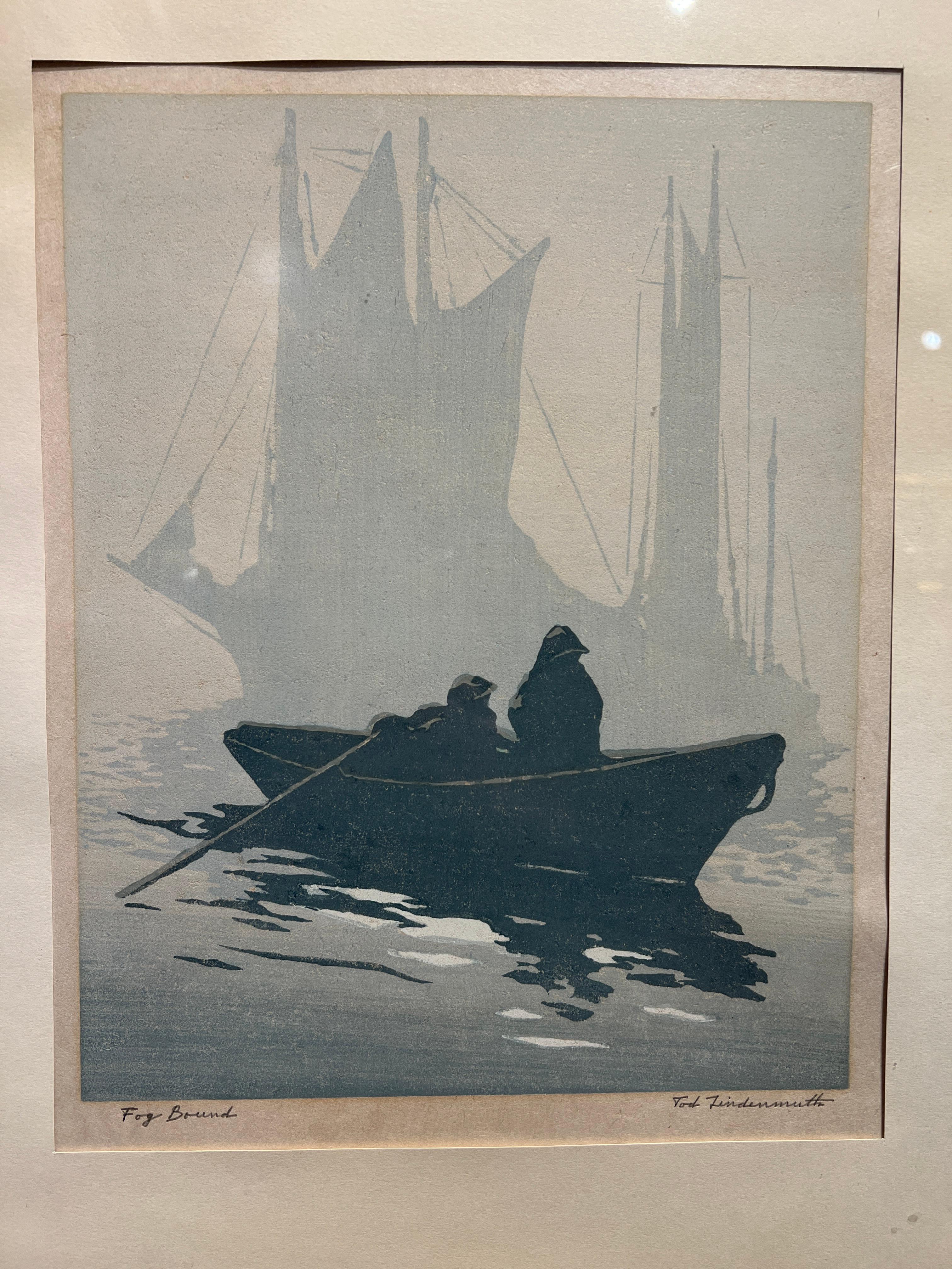 Fog Bound
Tod Lindenmuth (American, 1885-1976)
Woodblock Print
14 x 11 inches
26 x 20.25 inches with frame
Signed Lower Right
Titled Lower Left

A founder of the Provincetown Art Association and one of the original Provincetown Printers, Tod