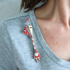 TOD PARDON 1993 "The Procurer" Inlaid Brooch In 14Kt Gold & Sterling Silver