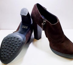 Tod´s Womens Suede  High Heel Boots Dark Brown