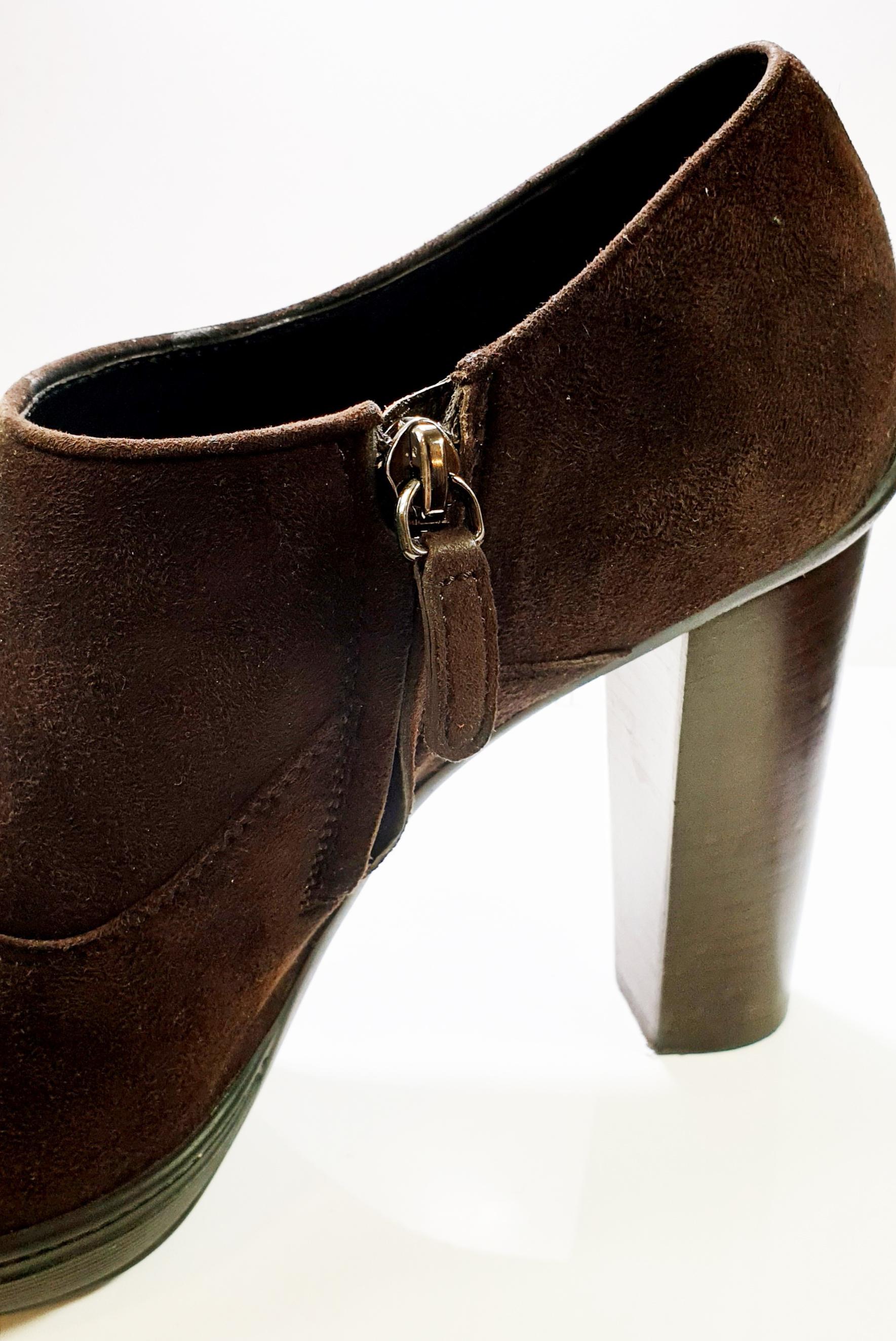 dark brown high heel boots