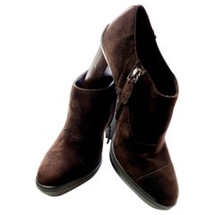 Tod´s Womens Suede  High Heel Boots Dark Brown