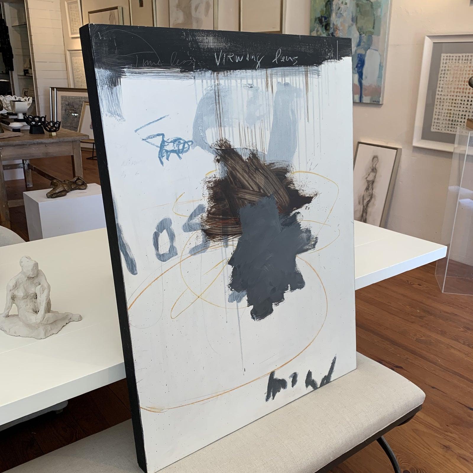 Signed on the Reverso by contemporary artist, Todd Alexander 
Oil Painting on Wooden Panel 
Blues , Black, Whites , and slate grays 
Great size as its not too big and not wimpy

More pictures or video are available 