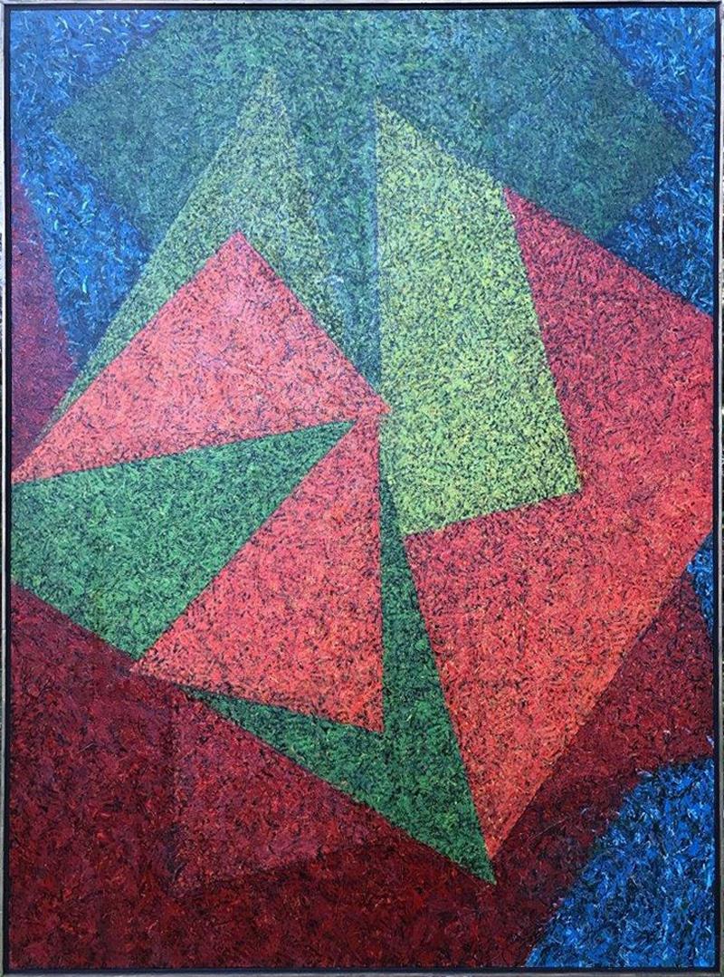 Rotore IV
Todd Boppel, americano (1934-2000)
Data: 1990
Olio su tela, firmato sul retro
Dimensioni: 60 x 44 pollici (152,4 x 111,76 cm)
Dimensioni della cornice: 61 x 45 pollici