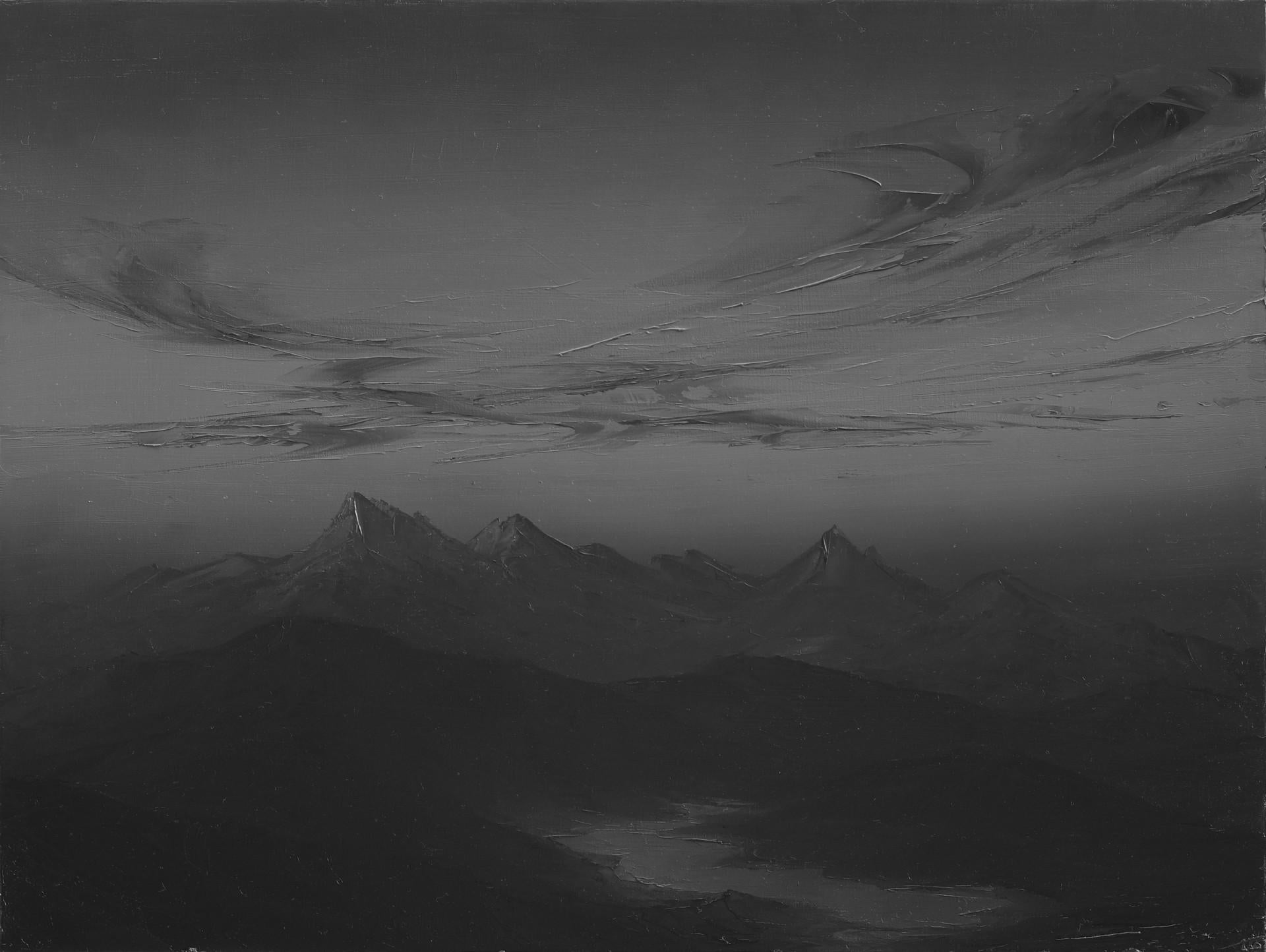 Todd Carpenter Figurative Painting – Schwarze Wolkenwolke der Nacht