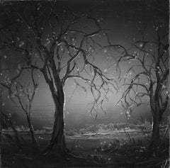 "Cross The Way" by Todd Carpenter, Original Painting, Black & White Landscape