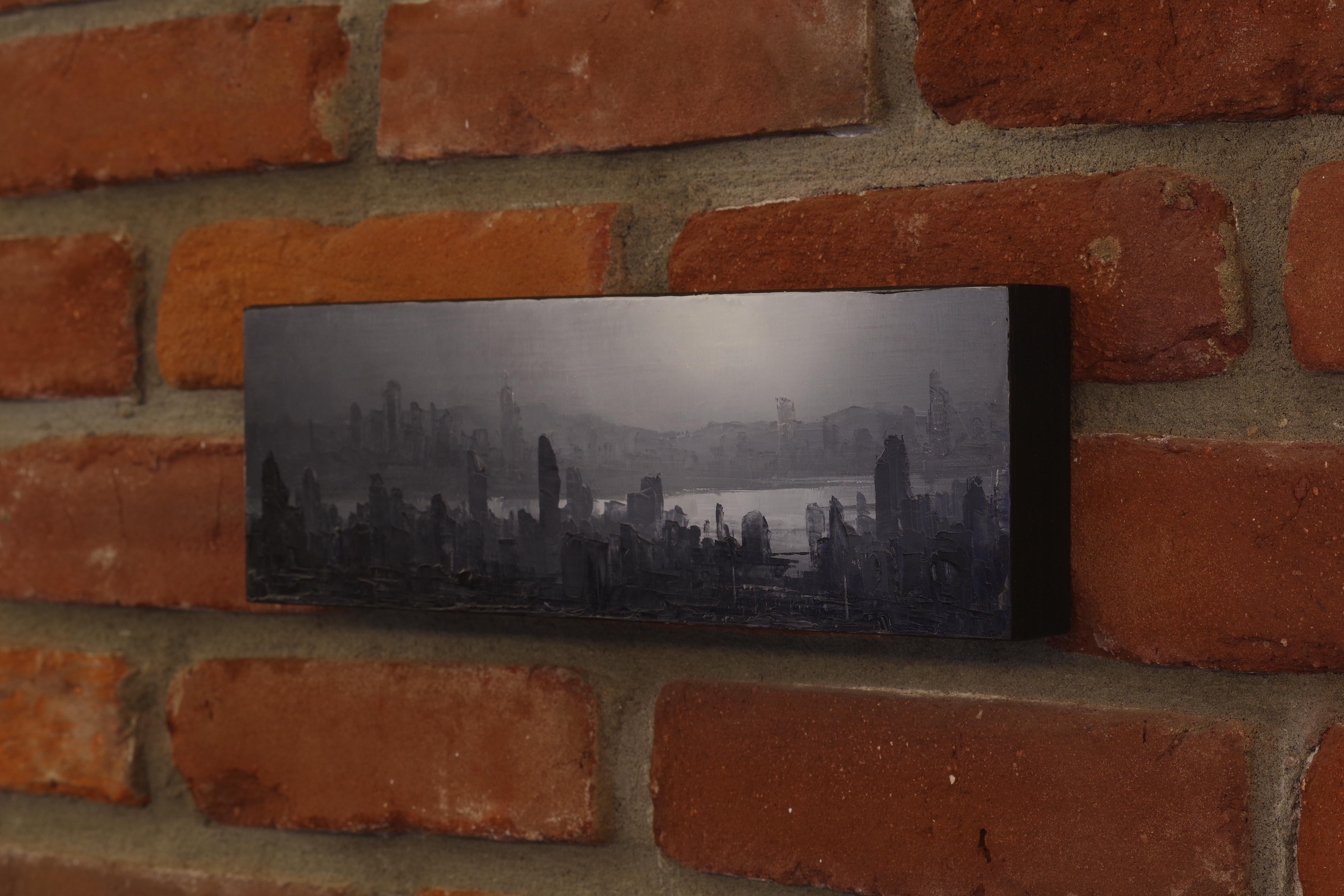 „Drain of Progress“ (2024) von Todd Carpenter, Original-Ölgemälde von Stadtlandschaft im Angebot 2