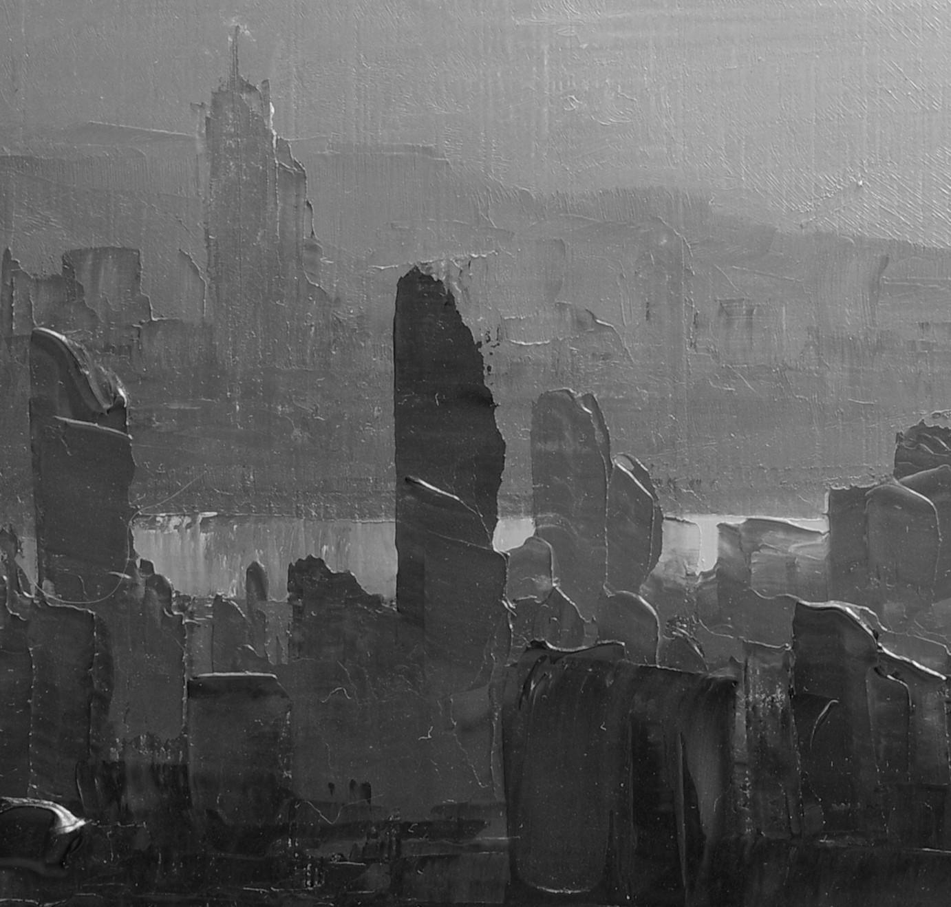 „Drain of Progress“ (2024) von Todd Carpenter, Original-Ölgemälde von Stadtlandschaft im Angebot 5