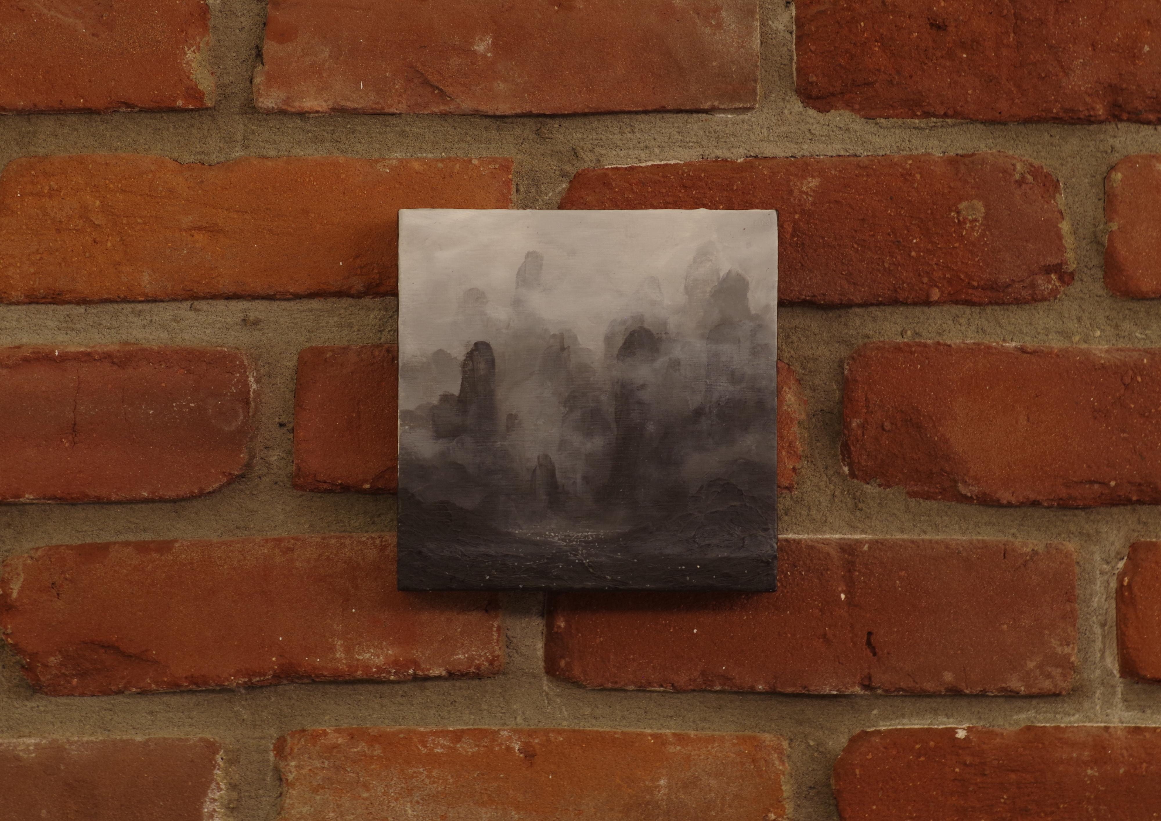 „Eroded“ von Todd Carpenter, Originalgemälde, Schwarz-Weiß-Landschaft im Angebot 1