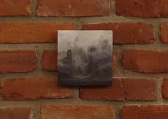 "Eroded" by Todd Carpenter, Original Painting, Black & White Landscape