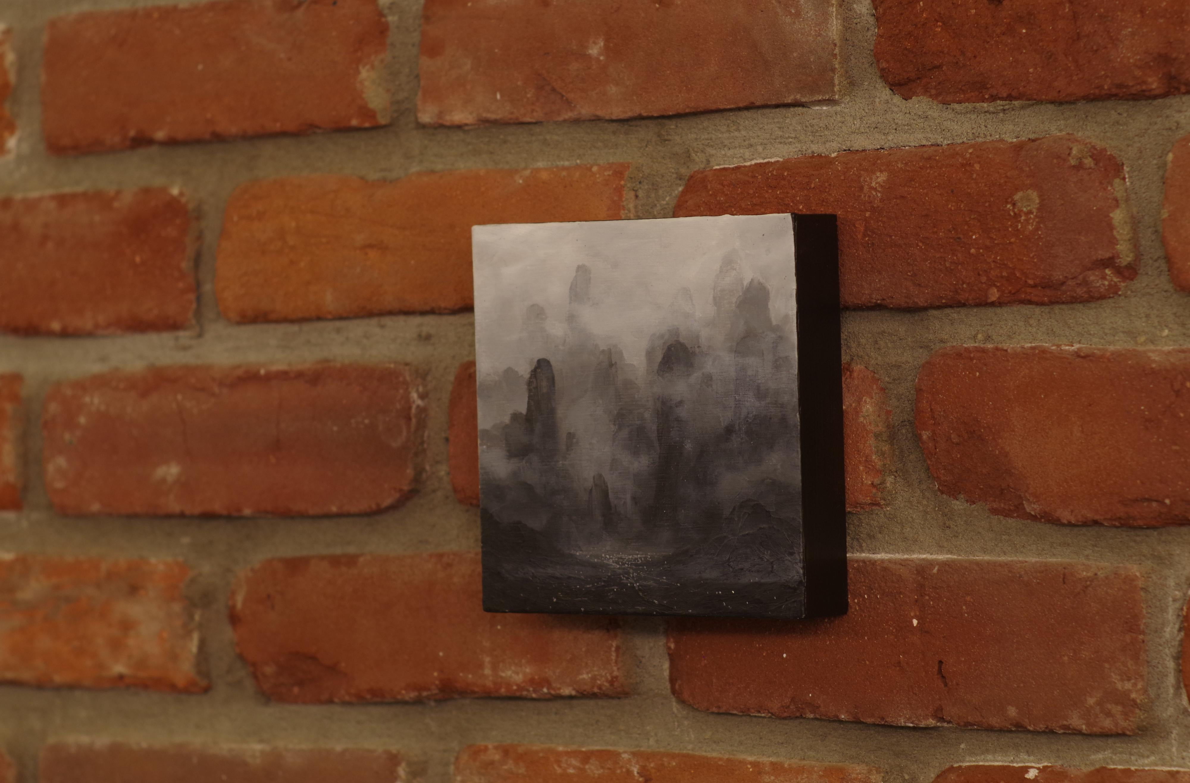 „Eroded“ von Todd Carpenter, Originalgemälde, Schwarz-Weiß-Landschaft im Angebot 2