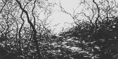 "Fractal" by Todd Carpenter, Original Acrylic Painting, Black & White Landscape