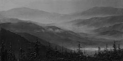 "Light Fades" (2024) di Todd Carpenter, dipinto a olio originale di un paesaggio urbano