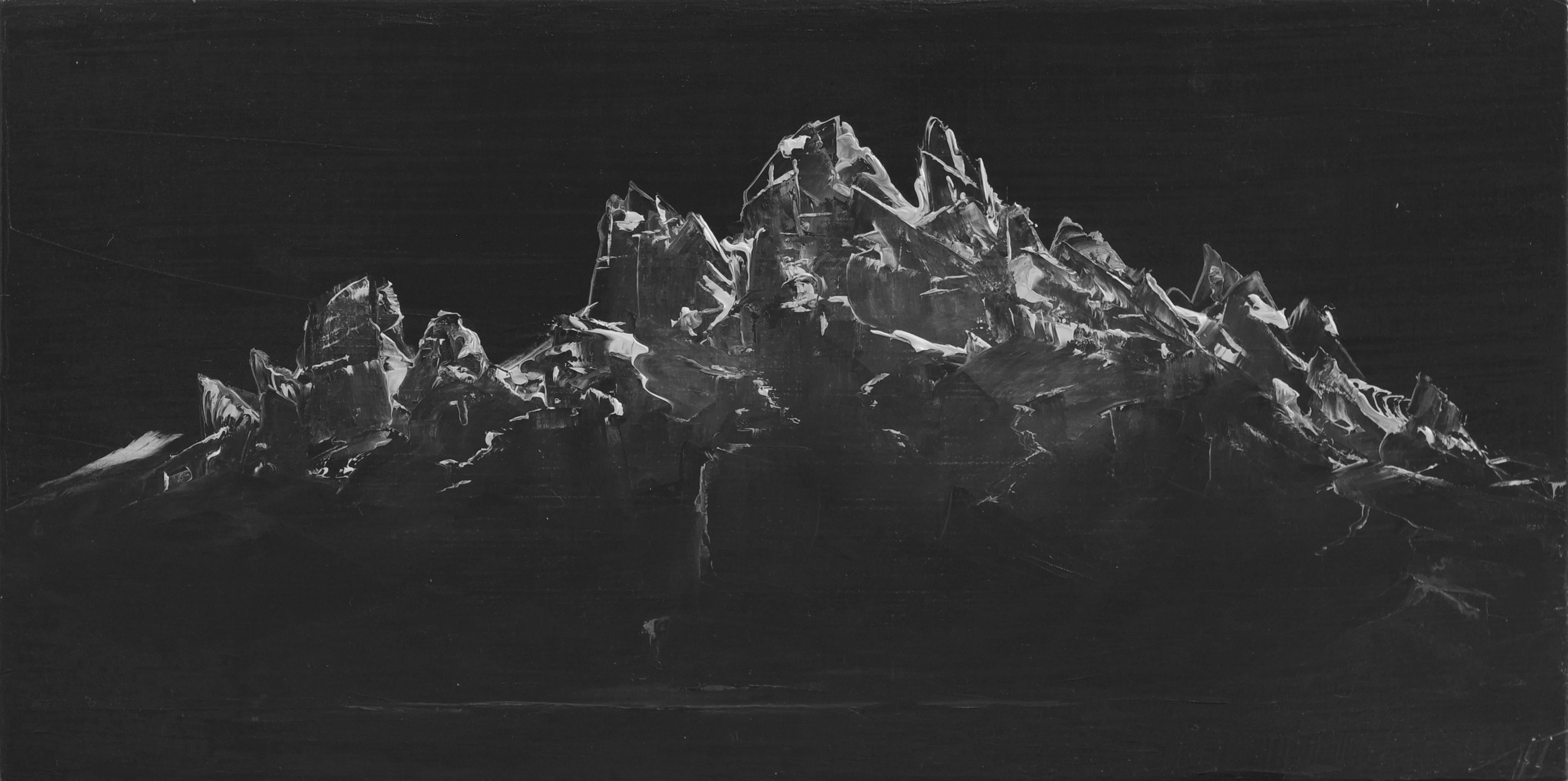 „Melted“ von Todd Carpenter, Originalgemälde, Schwarz-Weiß-Gebirge