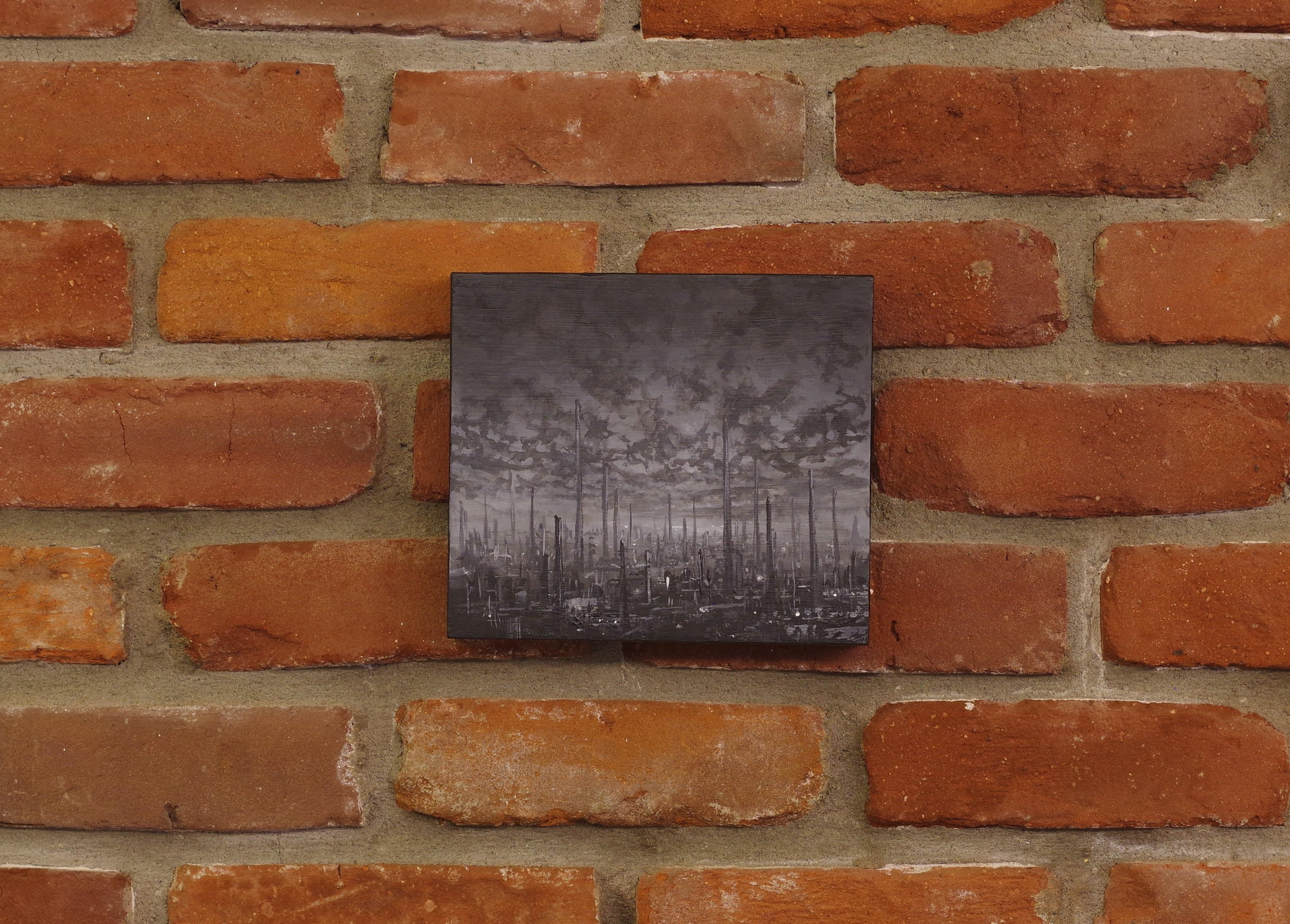 „Regression“ von Todd Carpenter, Original Acrylgemälde, Schwarz-Weiß- Urban im Angebot 2