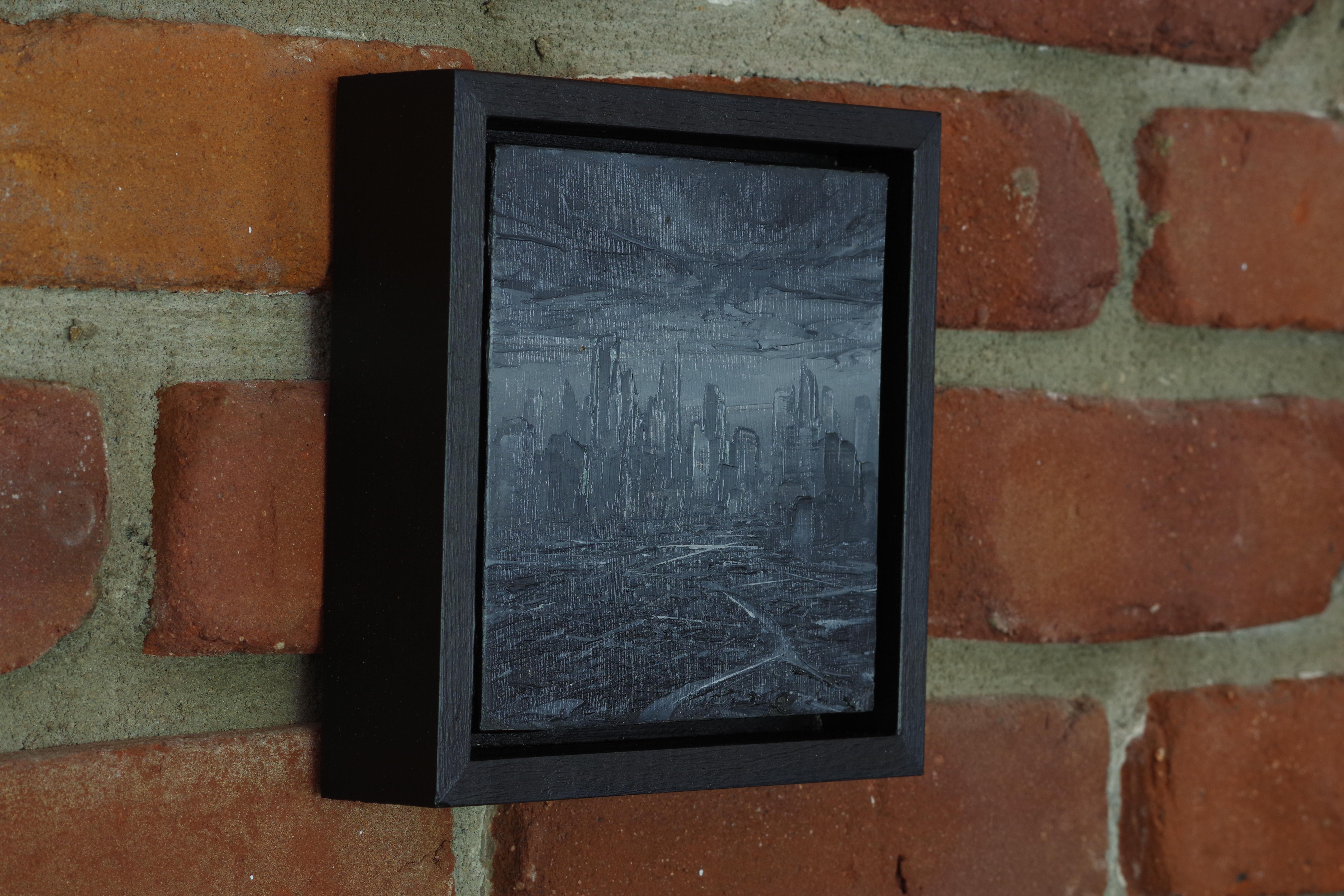 „The Span“ von Todd Carpenter, Originalgemälde, Schwarz-Weiß-Stadtlandschaft im Angebot 2