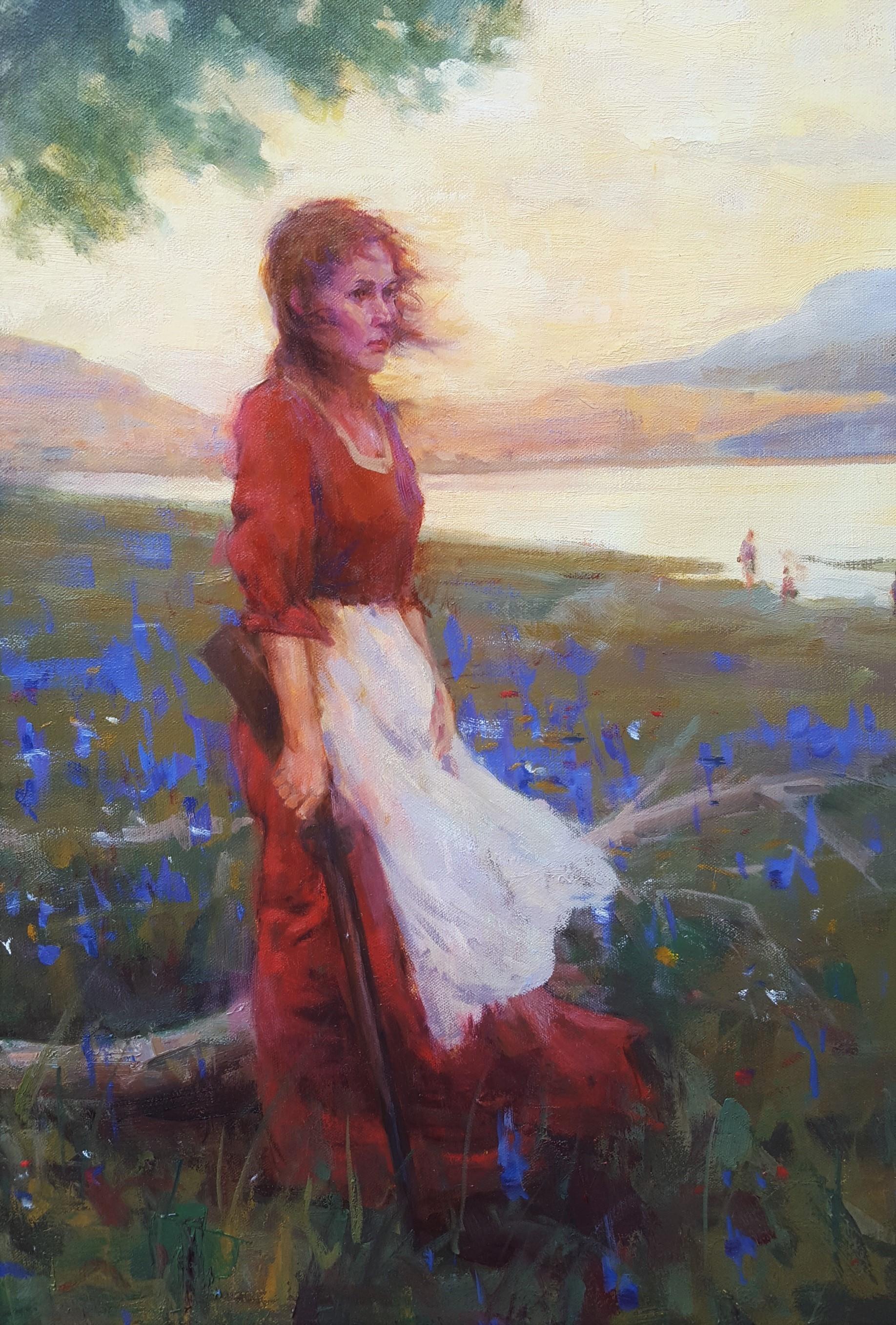 Where's Pa? /// Western Contemporary Landscape Figurative Oil Painting Horse Gun 4