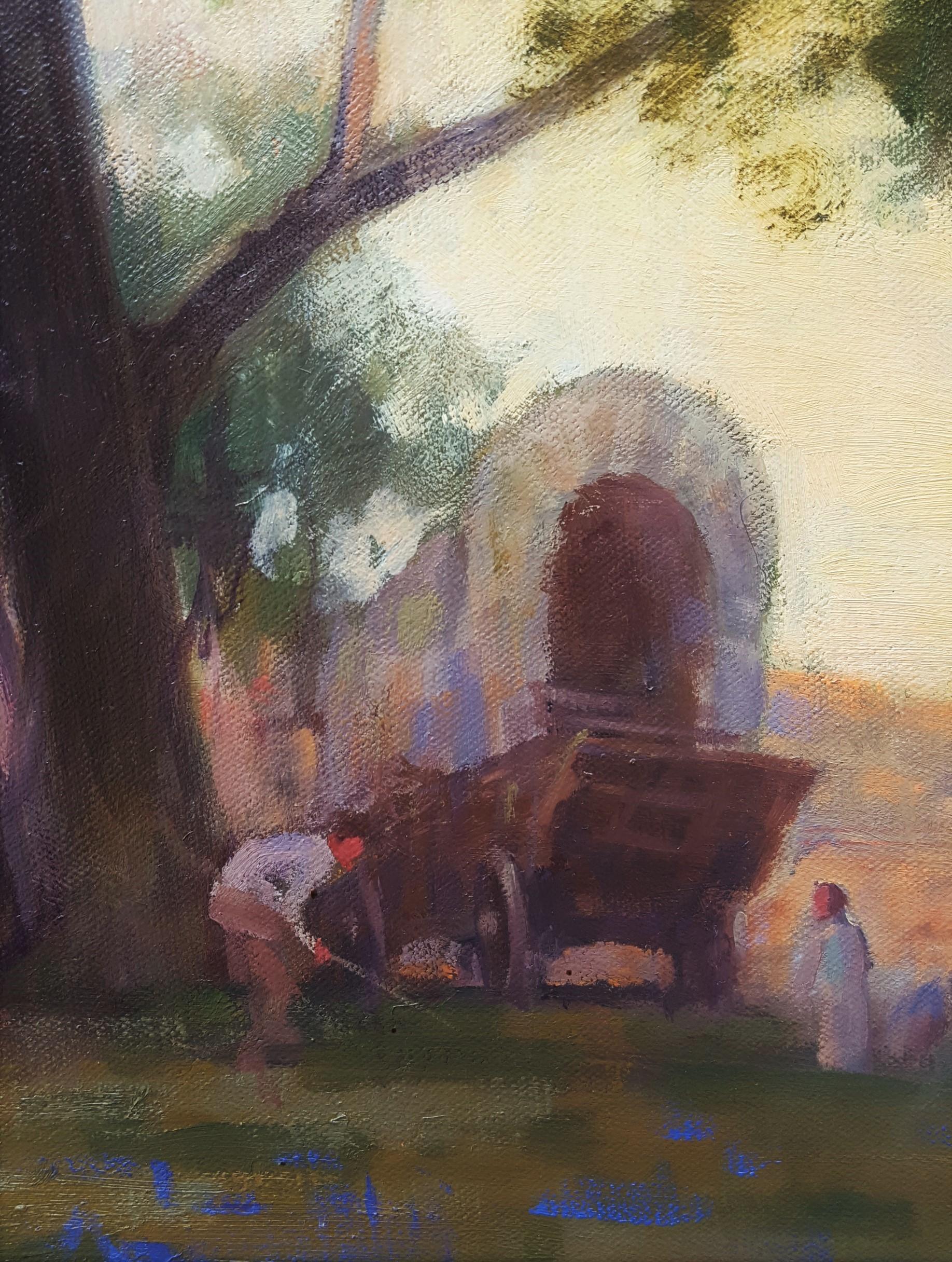 Where's Pa? /// Western Contemporary Landscape Figurative Oil Painting Horse Gun 3