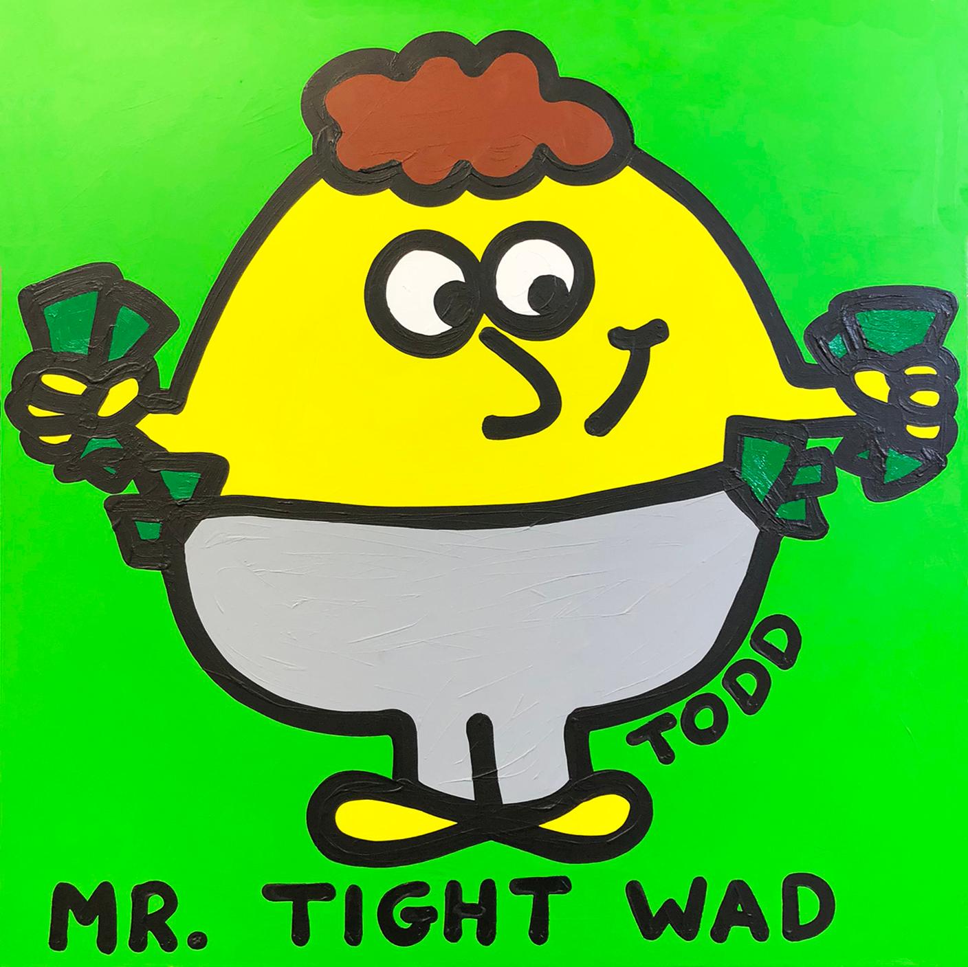 Todd Goldman Portrait Painting - Mr. Tight Wad (large original painting on canvas)