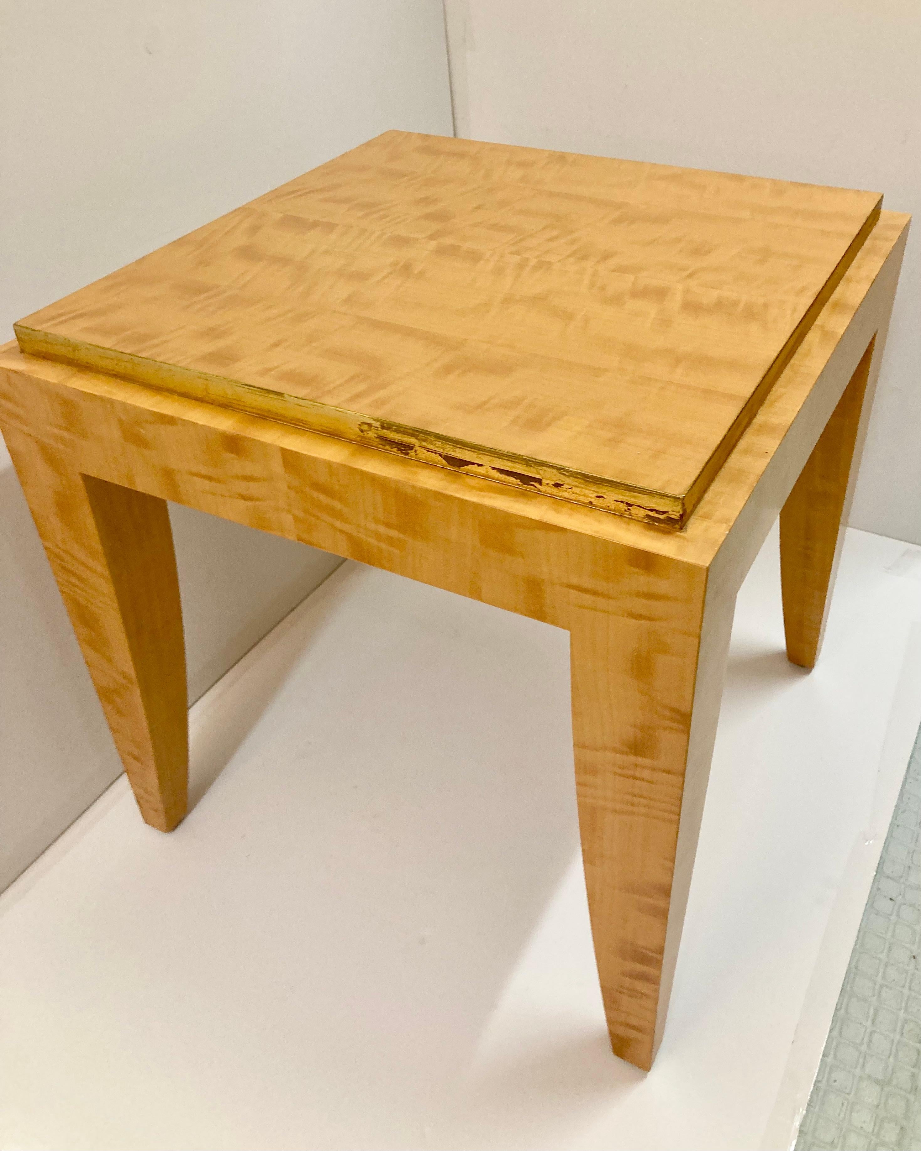 Marqueterie Todd Hase Gene I Cocktail Tables en marqueterie d'anigre et feuille d'or en vente