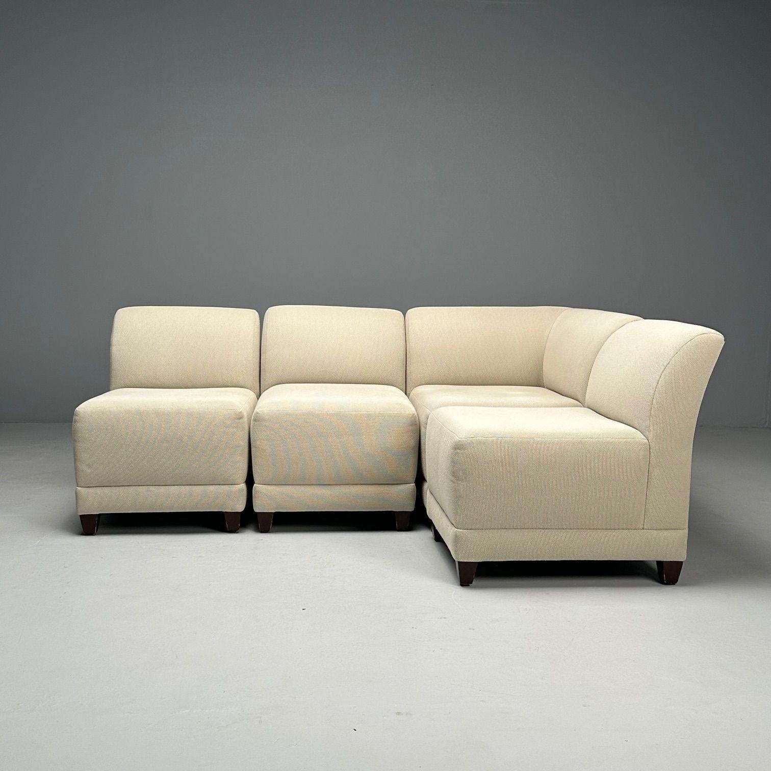 American Todd Hase, Jean-Michel Frank Style, Modern Modular Sofa, Beige Fabric, 2010s