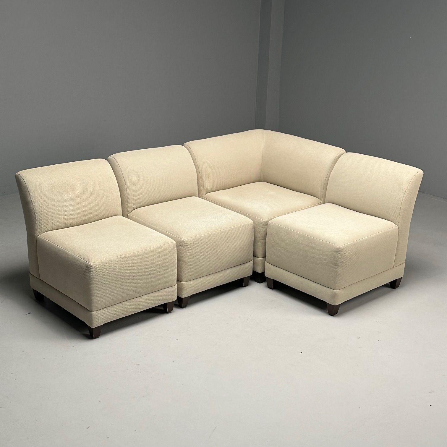 Todd Hase, Jean-Michel Frank Style, Modern Modular Sofa, Beige Fabric, 2010s In Good Condition In Manhasset, NY