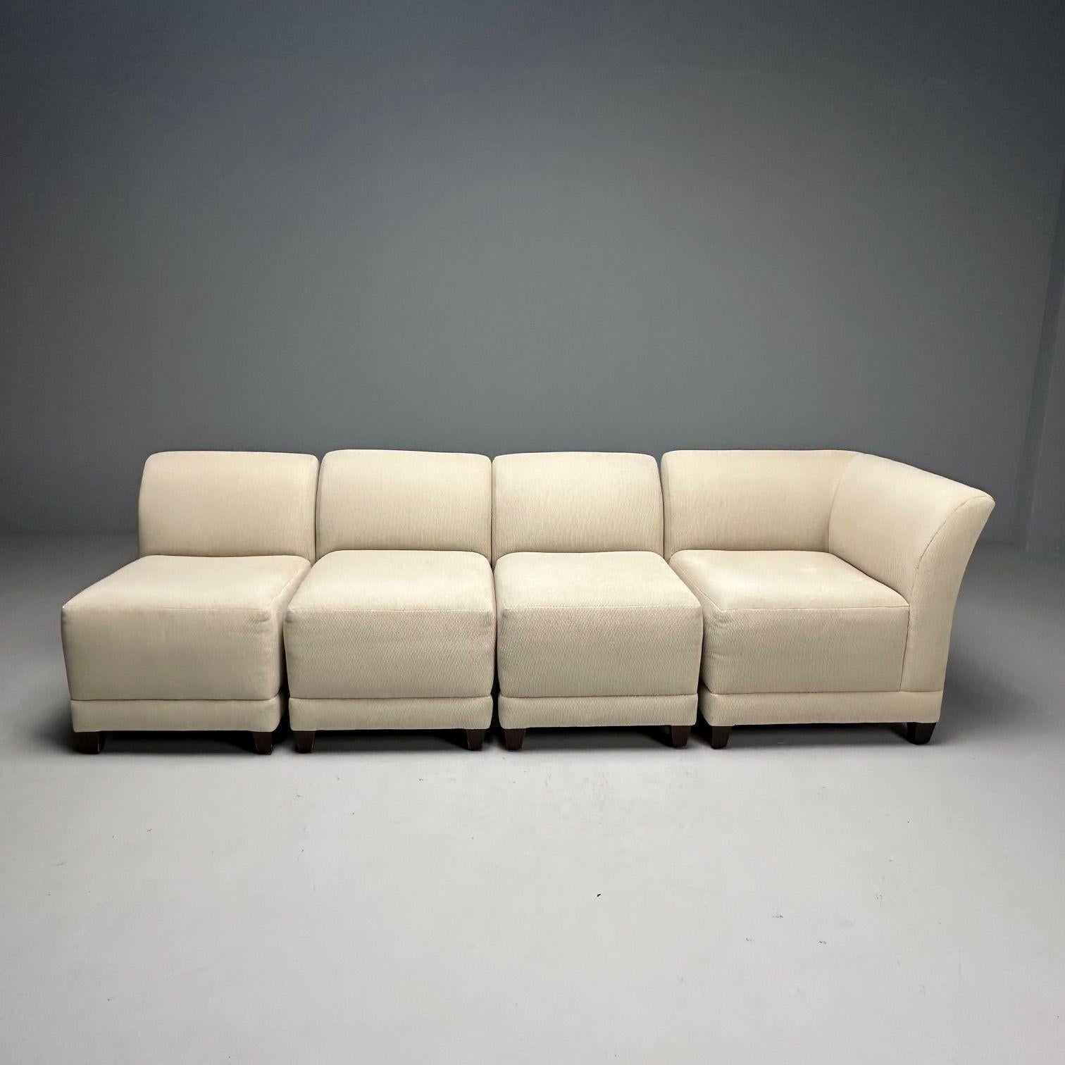 Contemporary Todd Hase, Jean-Michel Frank Style, Modern Modular Sofa, Beige Fabric, 2010s