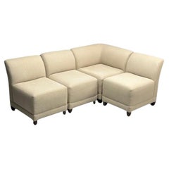 Todd Hase, Jean-Michel Frank Style, Modern Modular Sofa, Beige Fabric, 2010s