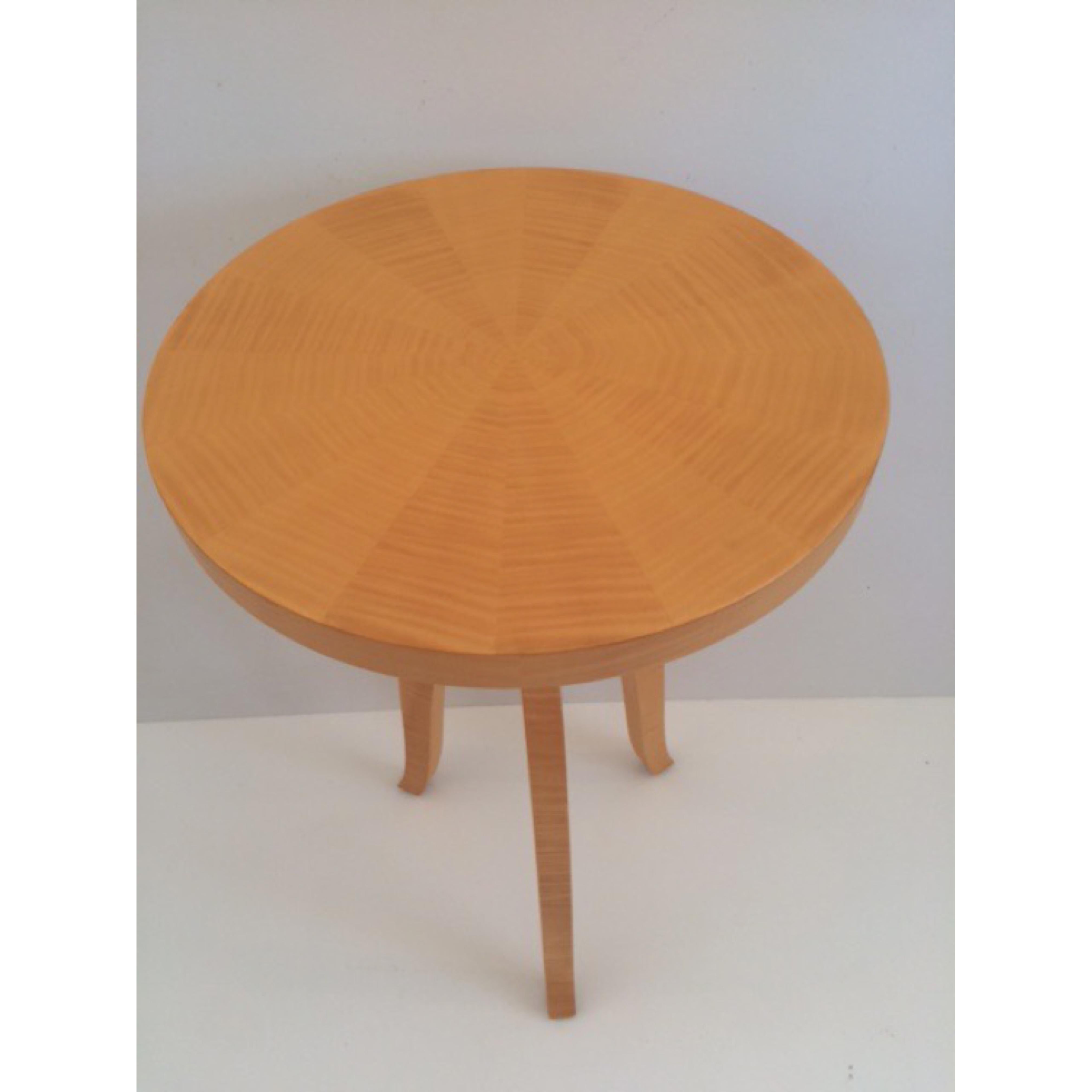 Wood Todd Hase Sycamore Marquetry Gueridon Table For Sale