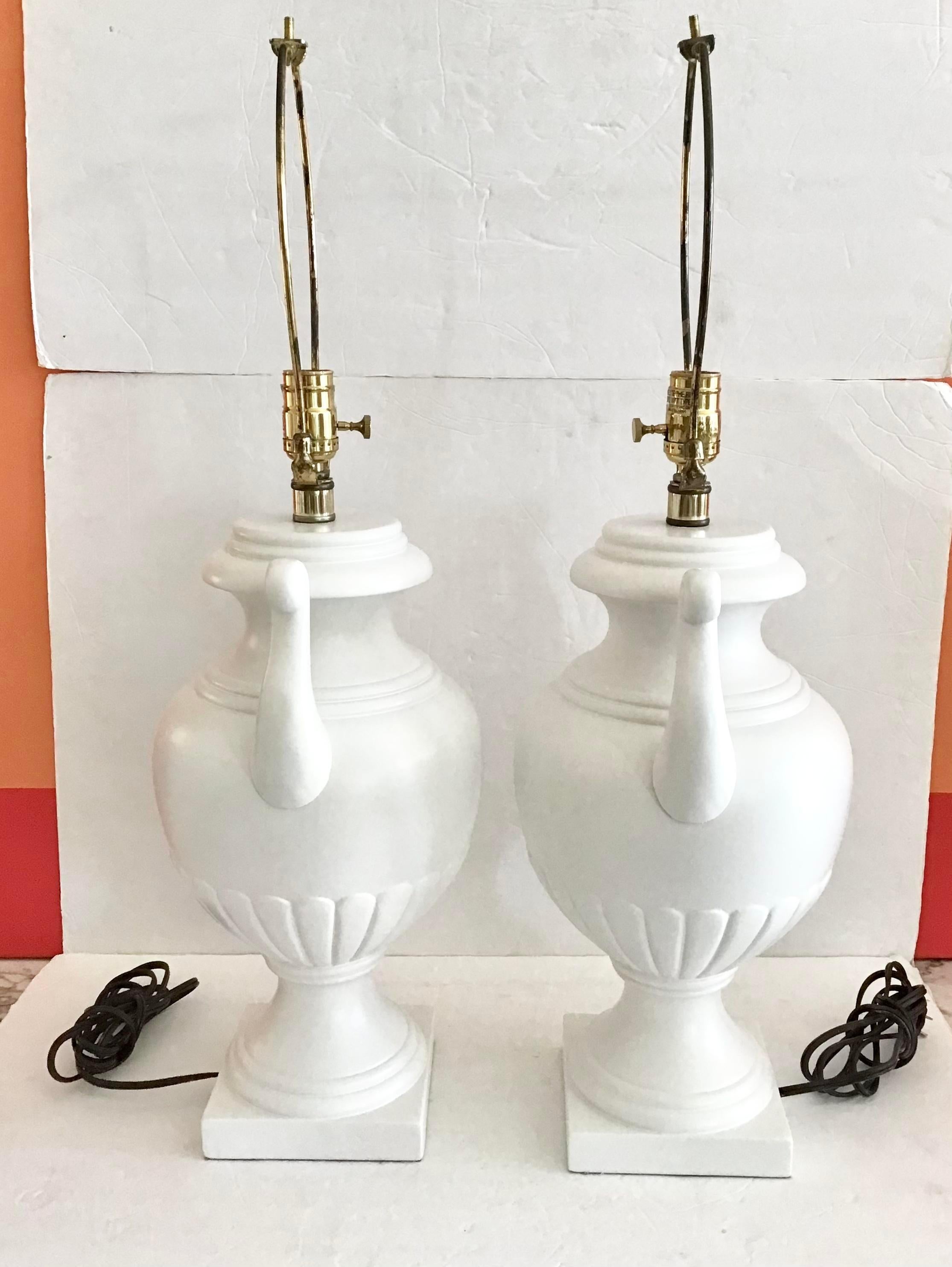 Contemporary Todd Hase White Urn Table Lamps, a Pair For Sale