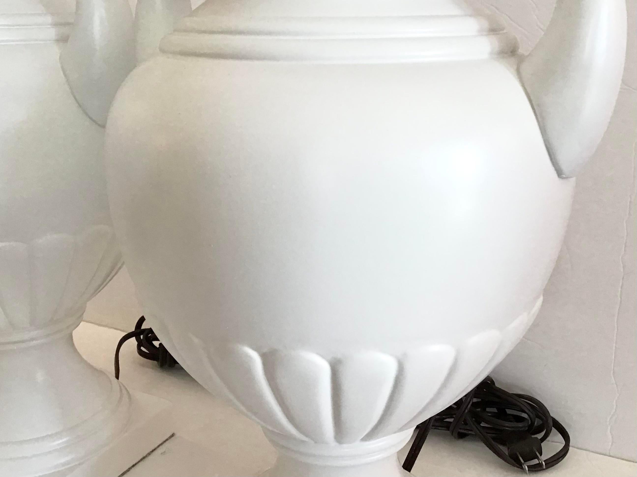 Todd Hase White Urn Table Lamps, a Pair For Sale 2