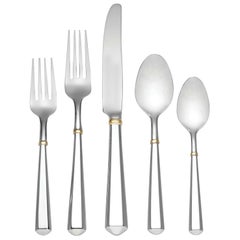 Todd Hill Gold by Kate Spade Stainless Steel Flatware Set Service 12 New 60 Pcs