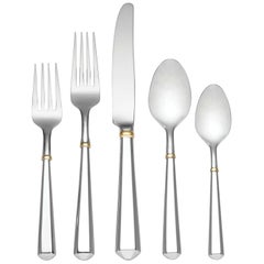 Todd Hill Gold by Kate Spade Stainless Steel Flatware Set Service 6 New 30 Pcs